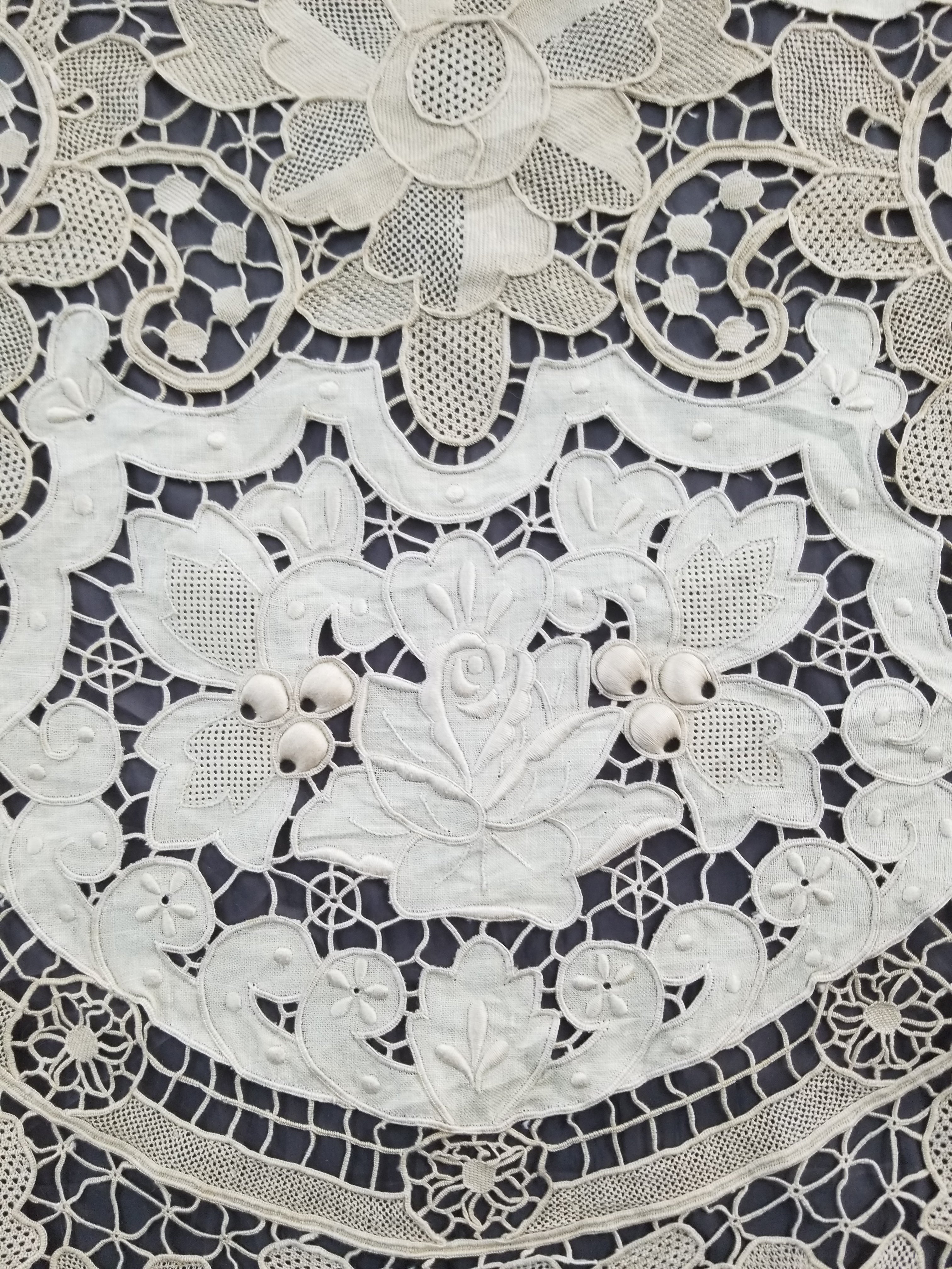 Vintage Point De Venice Needle Lace Banquet Tablecloth 252x165cm
