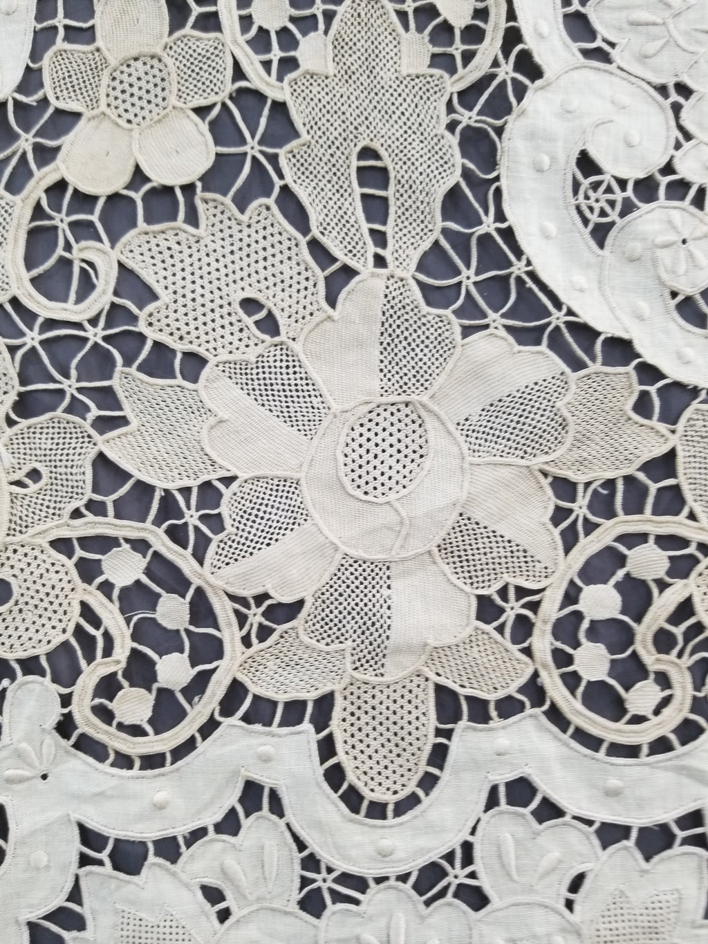 Vintage Point De Venice Needle Lace Banquet Tablecloth 252x165cm