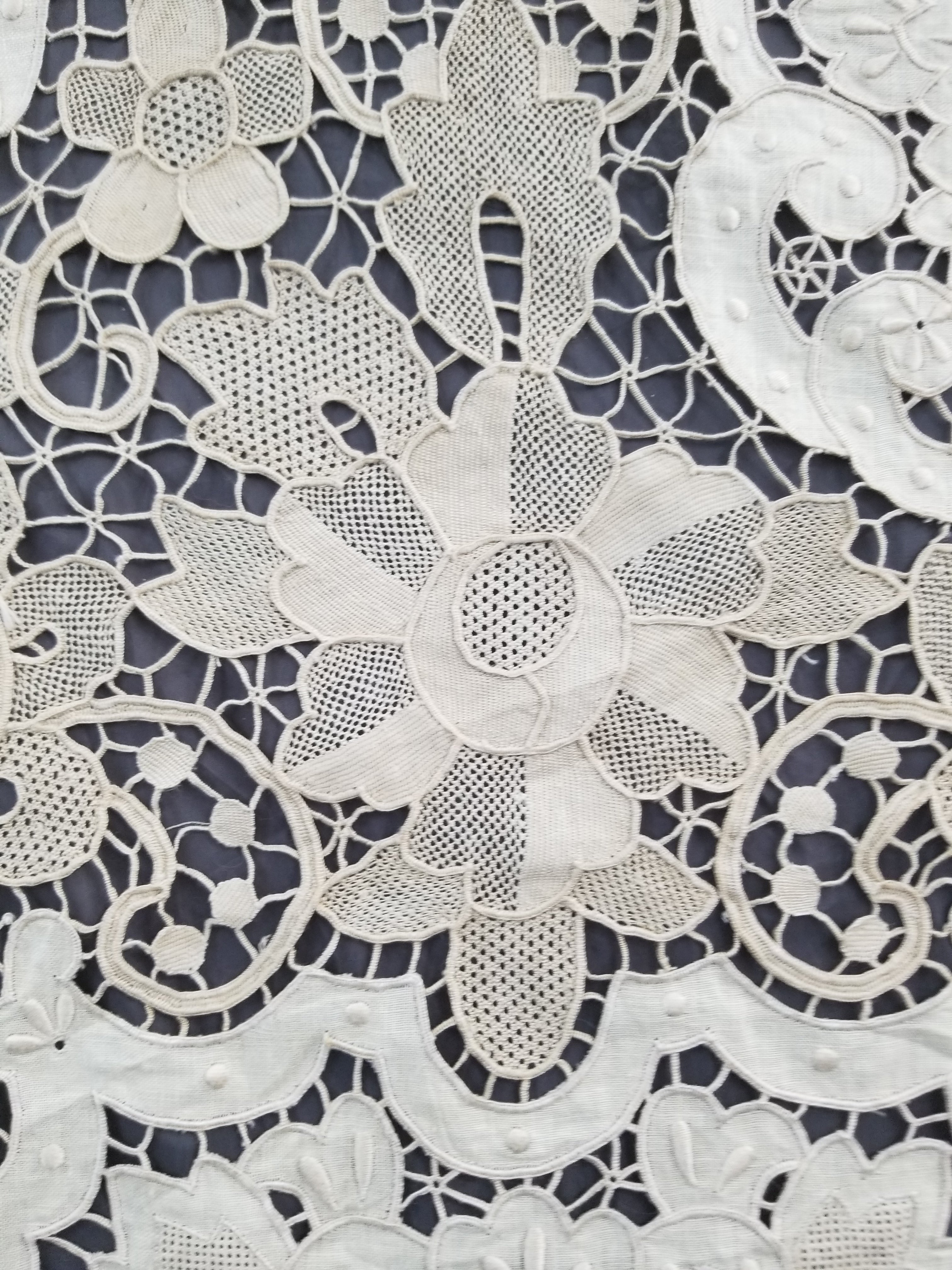 Vintage Point De Venice Needle Lace Banquet Tablecloth 252x165cm