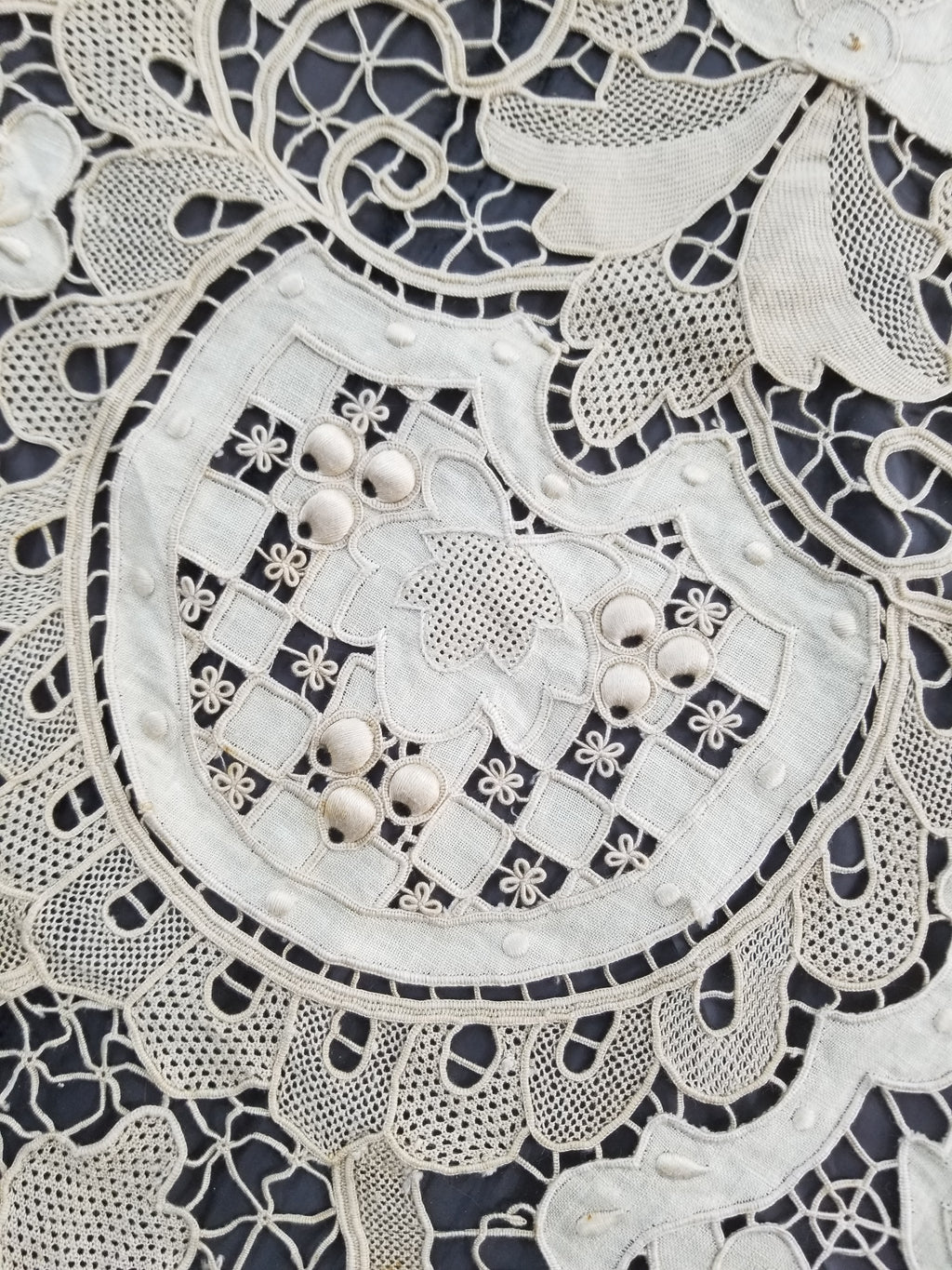 Vintage Point De Venice Needle Lace Banquet Tablecloth 252x165cm