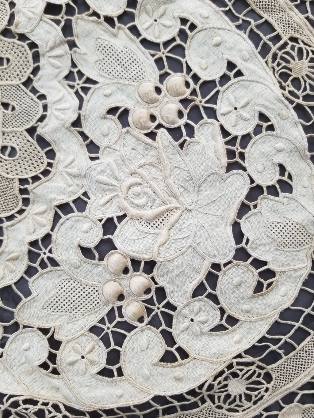 Vintage Point De Venice Needle Lace Banquet Tablecloth 252x165cm