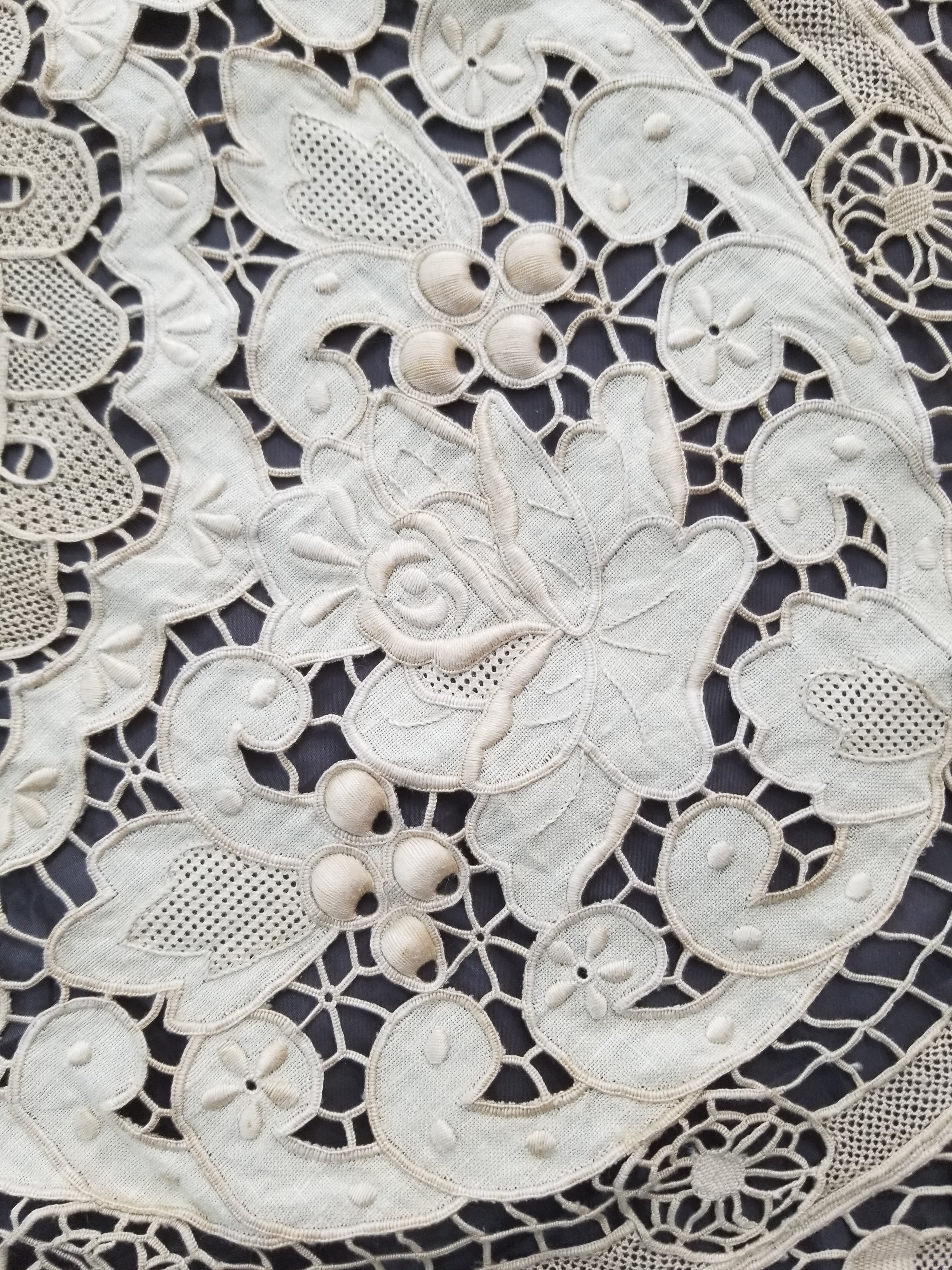 Vintage Point De Venice Needle Lace Banquet Tablecloth 252x165cm