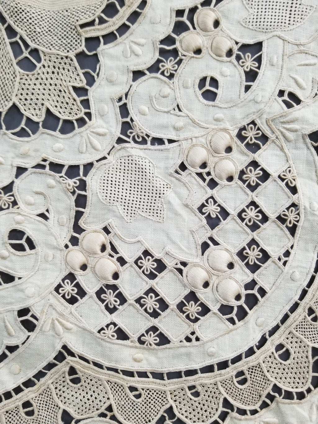 Vintage Point De Venice Needle Lace Banquet Tablecloth 252x165cm