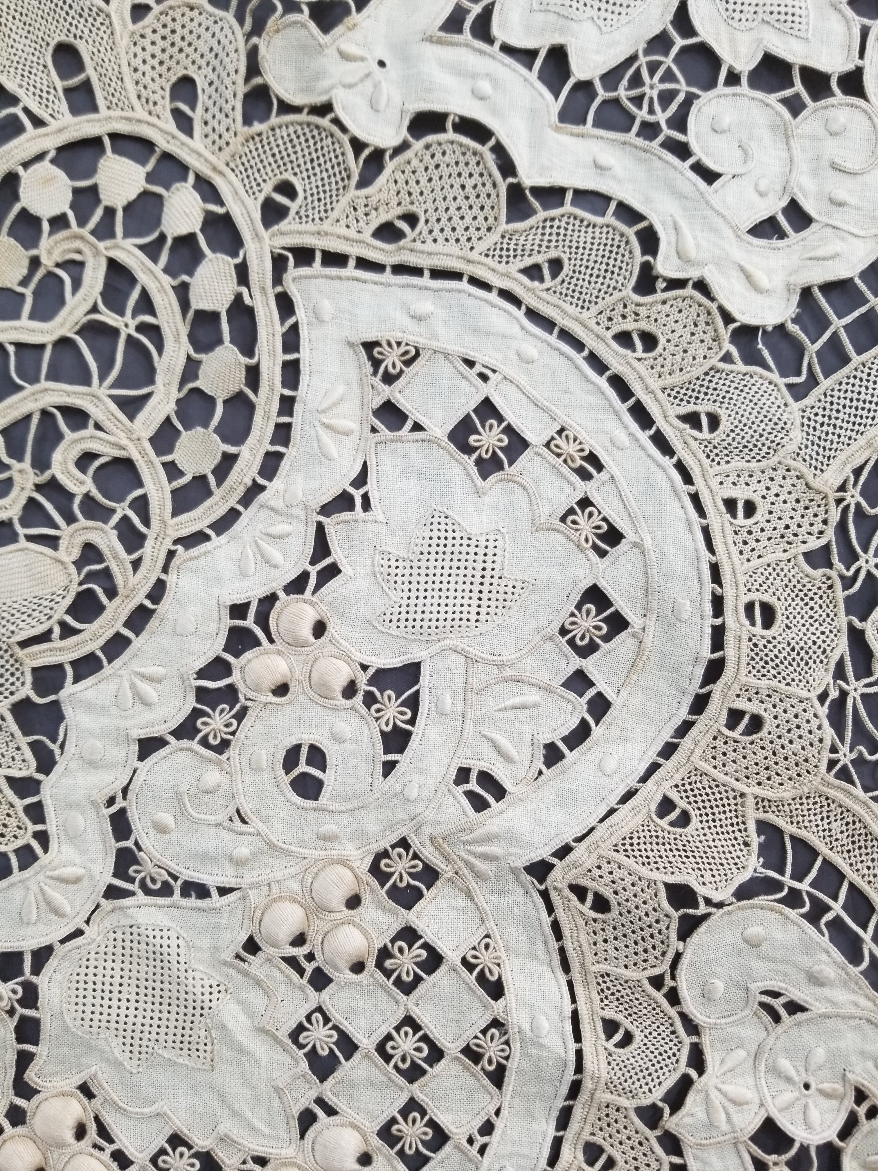 Vintage Point De Venice Needle Lace Banquet Tablecloth 252x165cm
