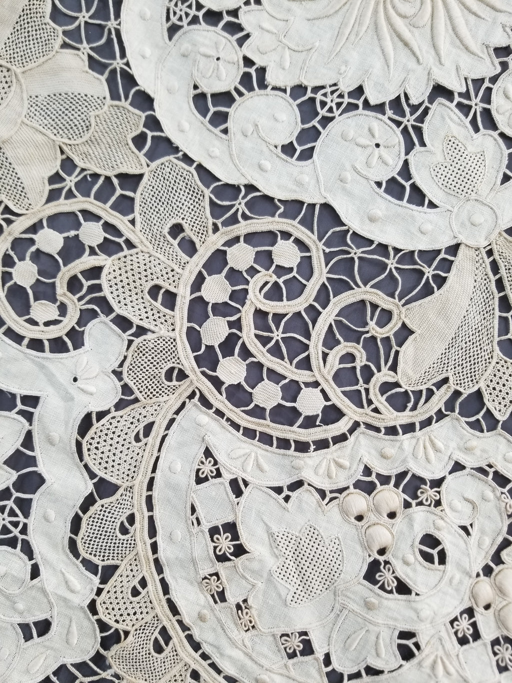 Vintage Point De Venice Needle Lace Banquet Tablecloth 252x165cm