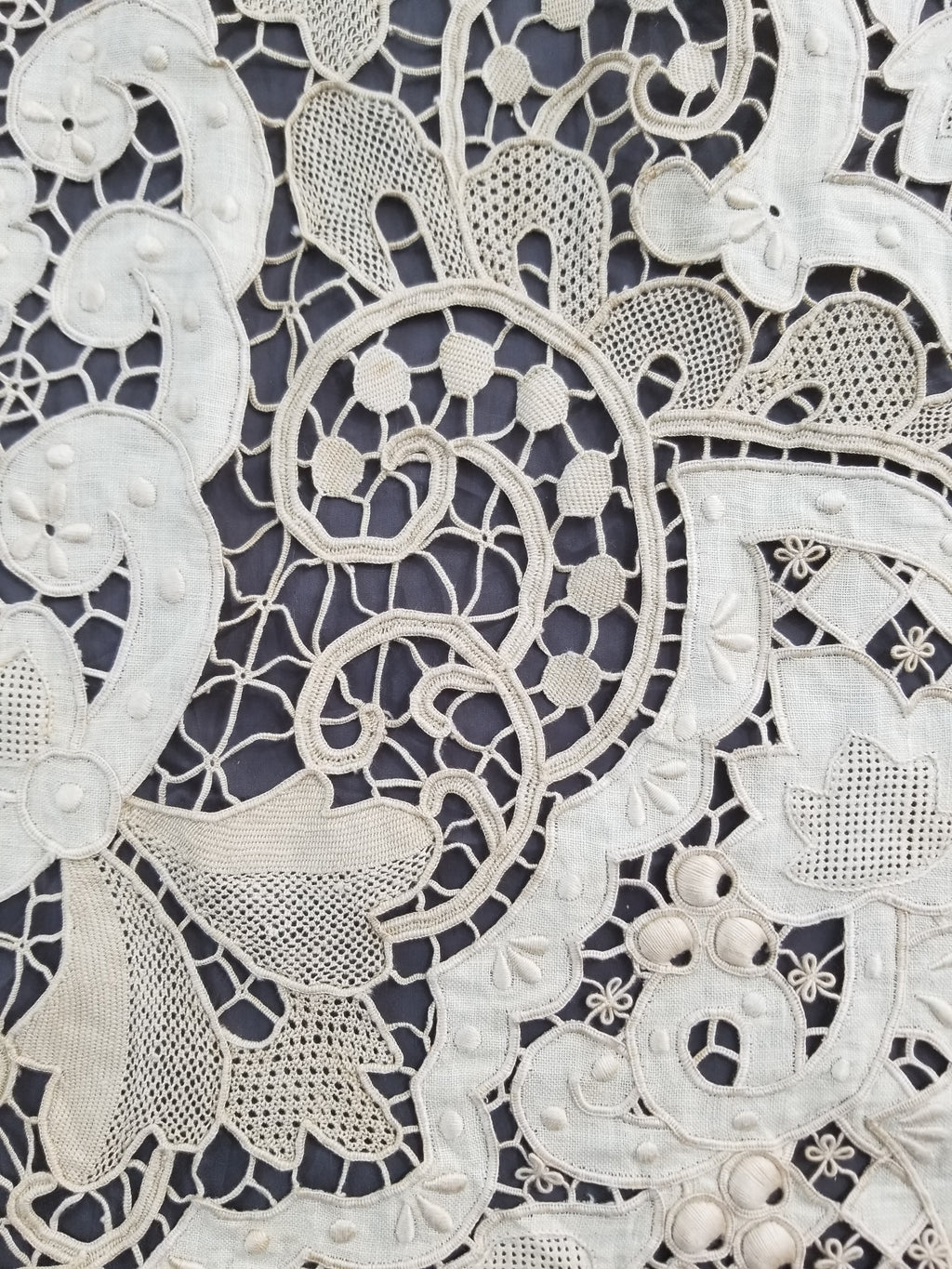 Vintage Point De Venice Needle Lace Banquet Tablecloth 252x165cm