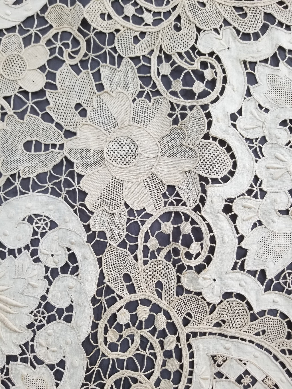 Vintage Point De Venice Needle Lace Banquet Tablecloth 252x165cm