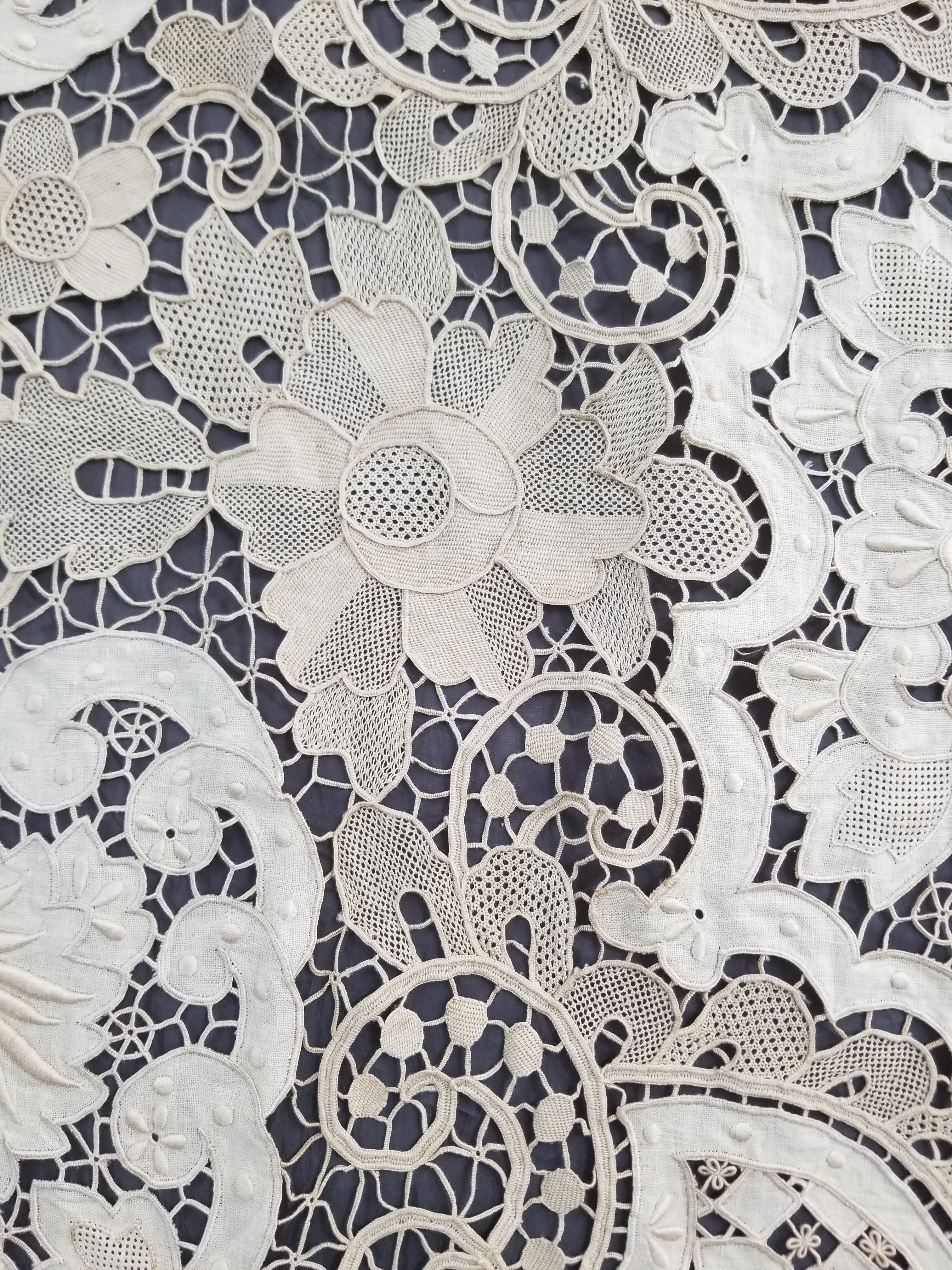 Vintage Point De Venice Needle Lace Banquet Tablecloth 252x165cm