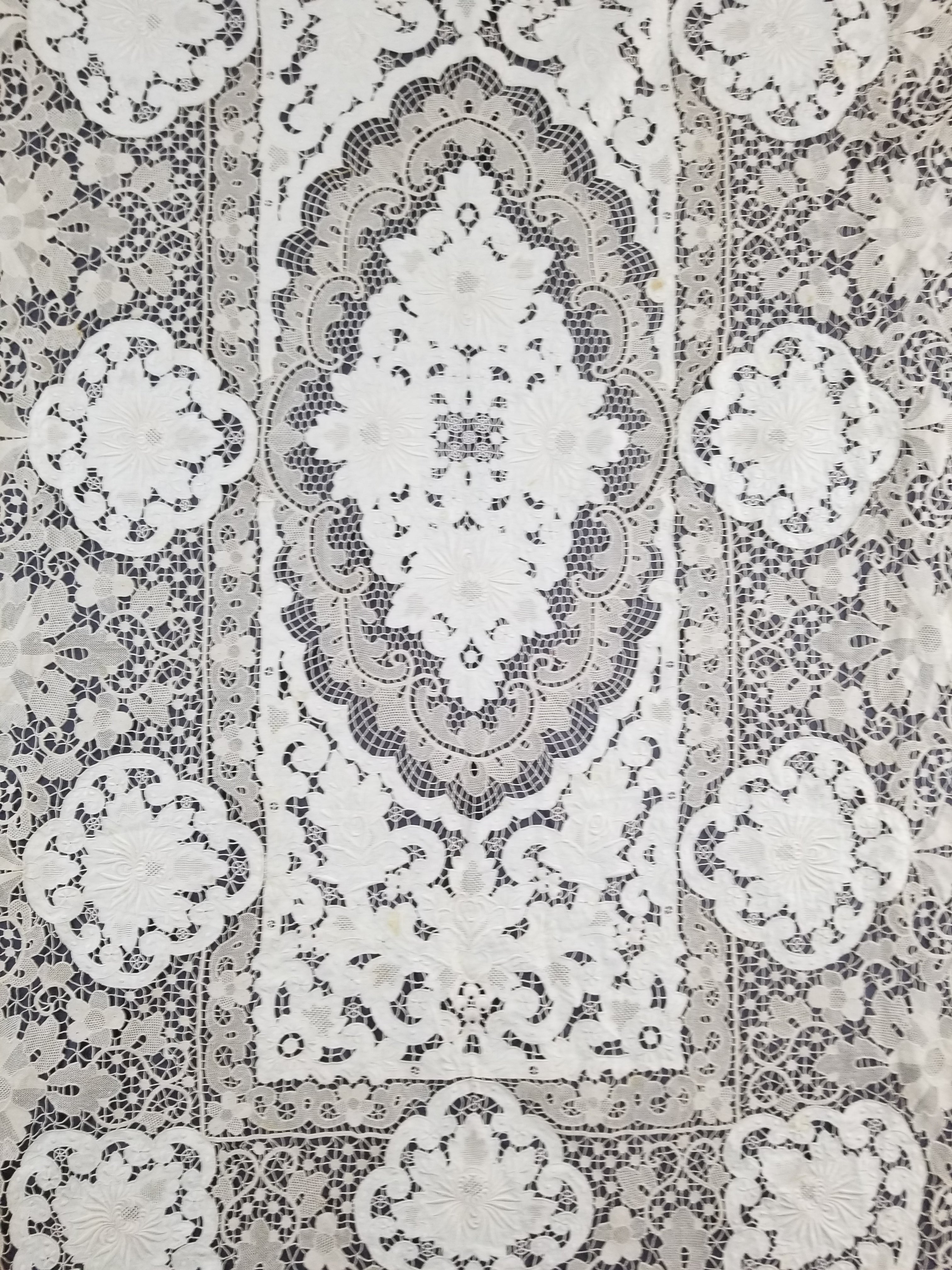 Vintage Point De Venice Needle Lace Banquet Tablecloth 252x165cm