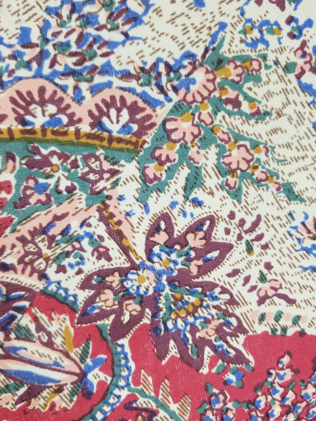 Vintage Traditional Kashmiri Style Printed Paisley Shawl with Fringe 133x125cm