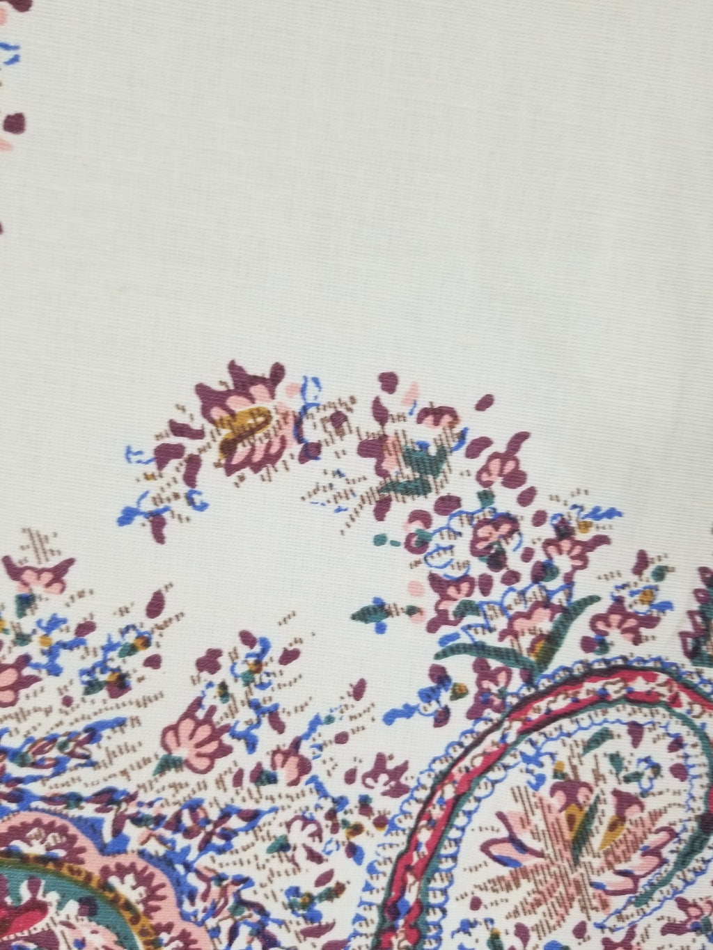 Vintage Traditional Kashmiri Style Printed Paisley Shawl with Fringe 133x125cm