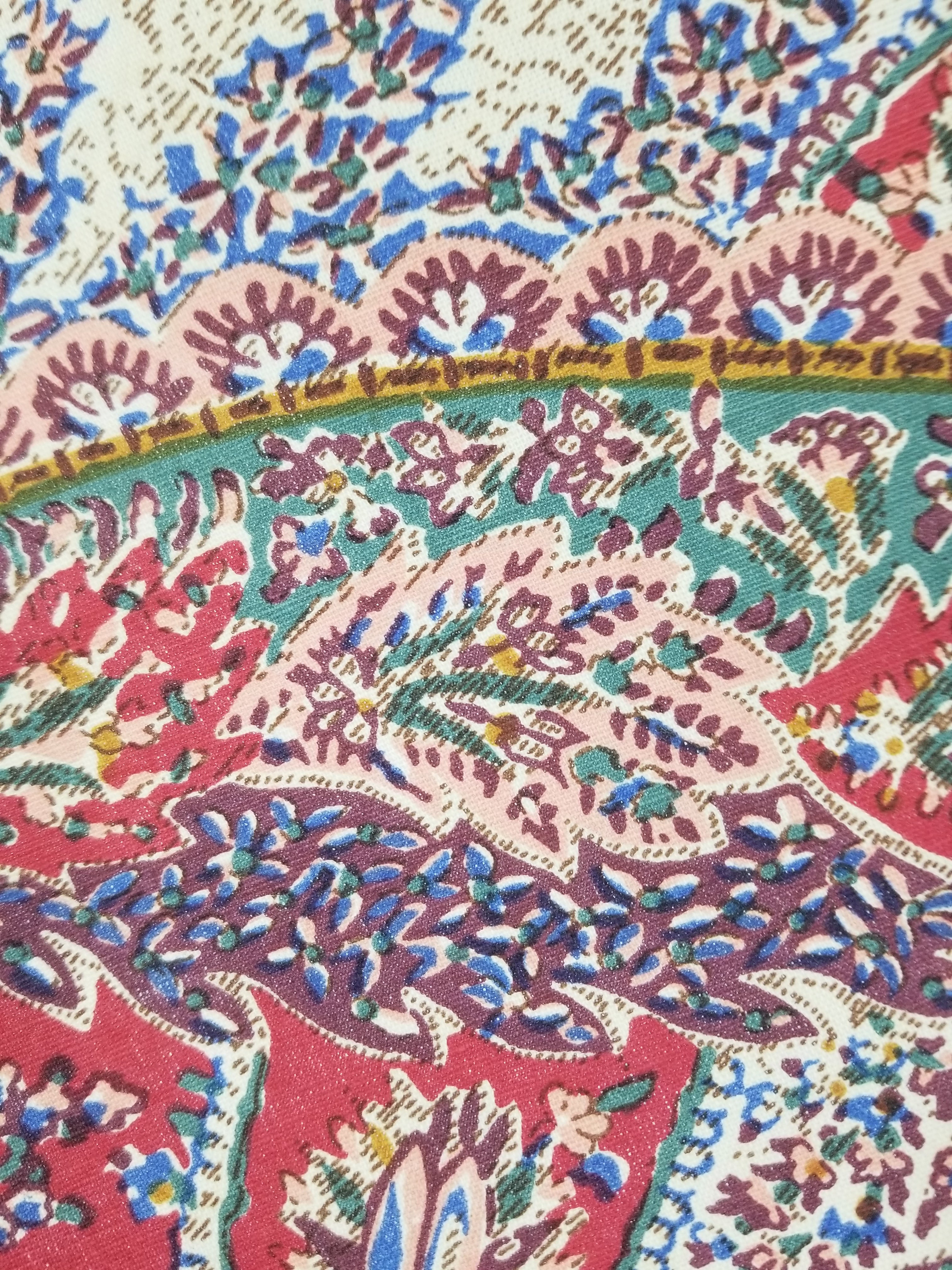 Vintage Traditional Kashmiri Style Printed Paisley Shawl with Fringe 133x125cm