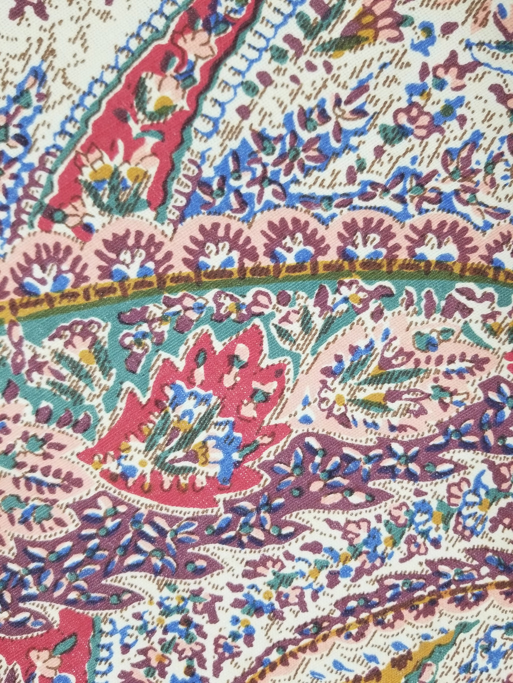 Vintage Traditional Kashmiri Style Printed Paisley Shawl with Fringe 133x125cm