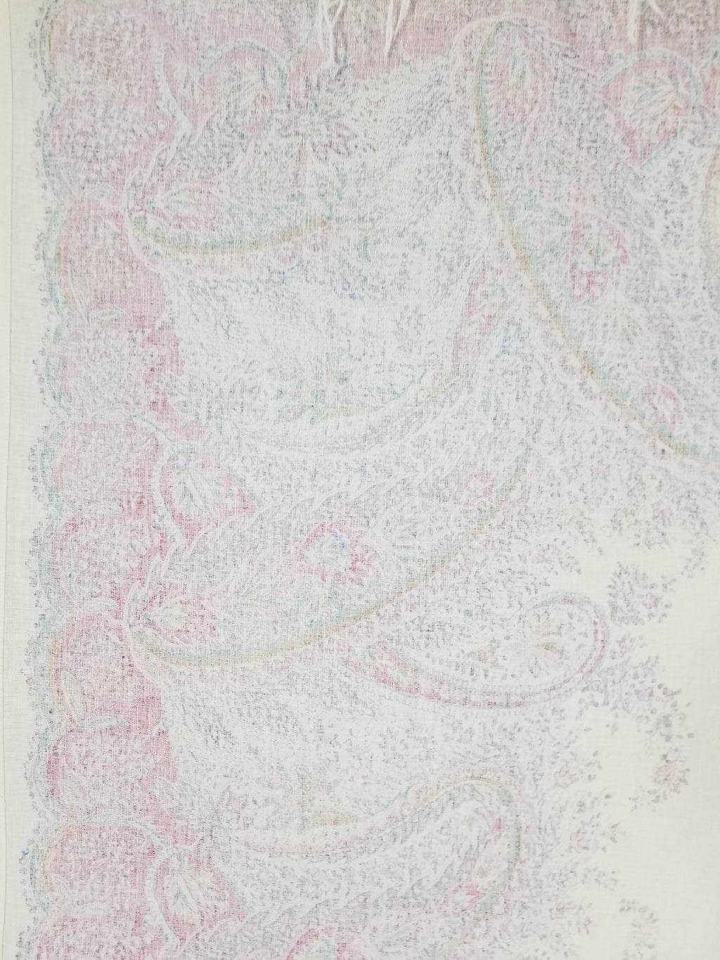 Vintage Traditional Kashmiri Style Printed Paisley Shawl with Fringe 133x125cm