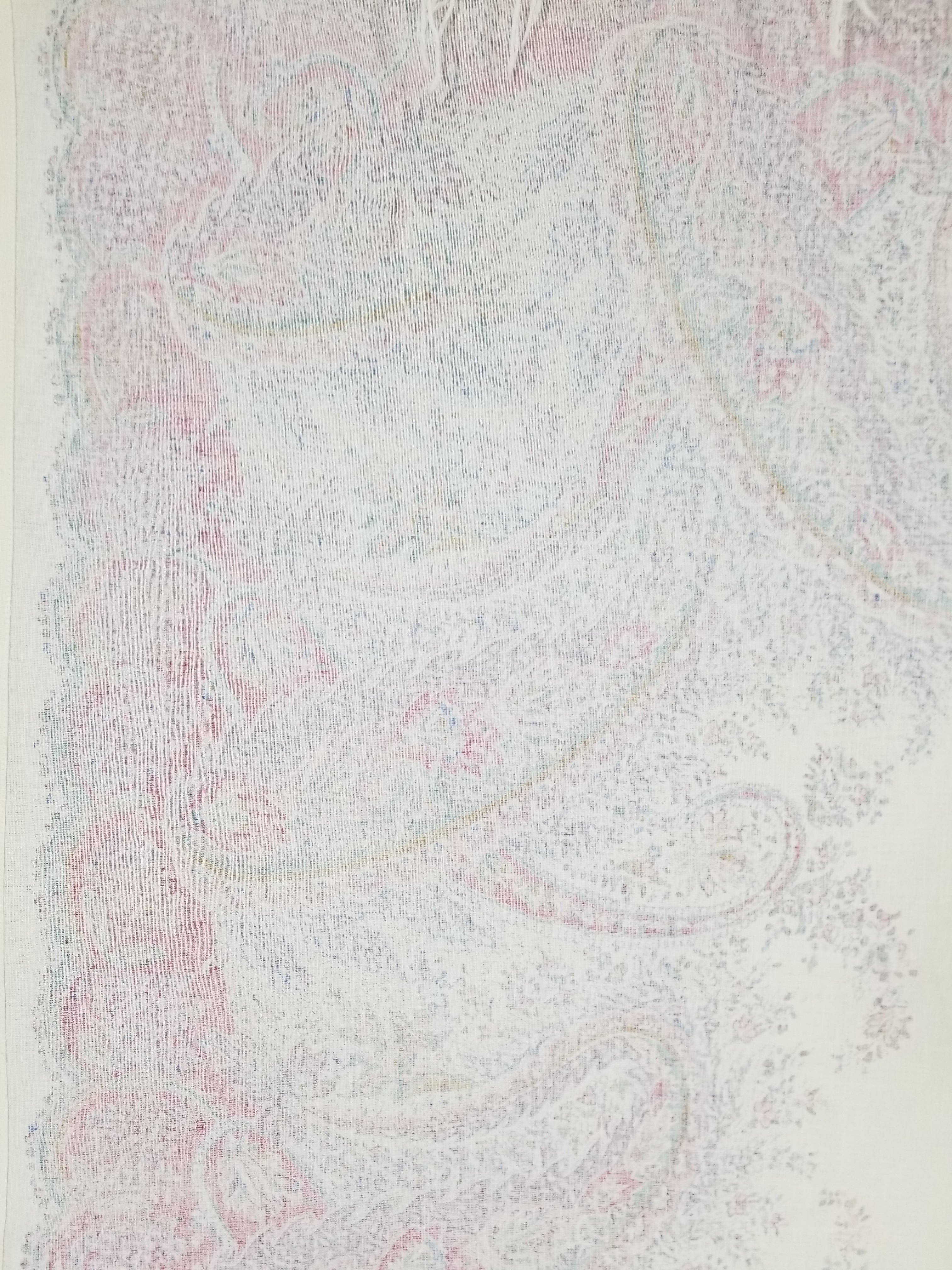 Vintage Traditional Kashmiri Style Printed Paisley Shawl with Fringe 133x125cm