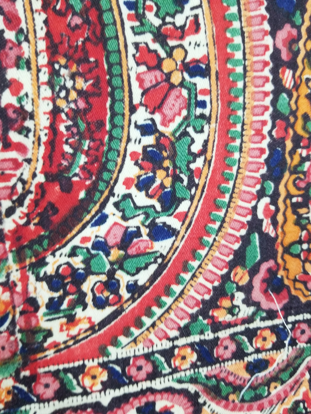 Vintage Traditional Kashmiri Style Printed Paisley Shawl with Fringe 166x153cm