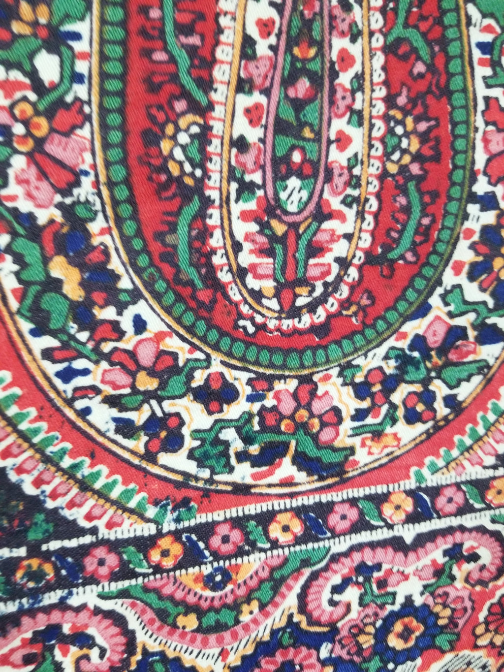 Vintage Traditional Kashmiri Style Printed Paisley Shawl with Fringe 166x153cm