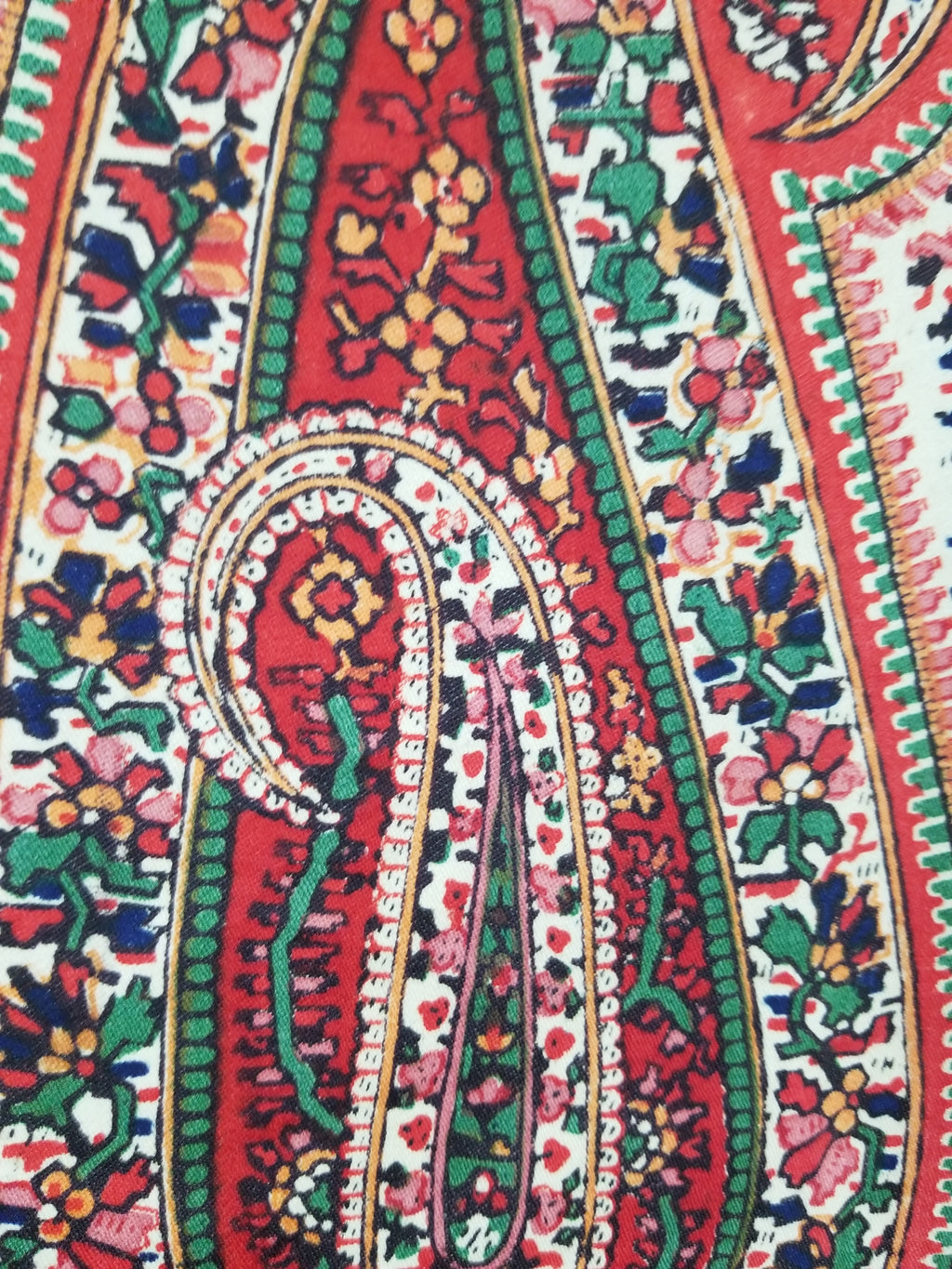 Vintage Traditional Kashmiri Style Printed Paisley Shawl with Fringe 166x153cm