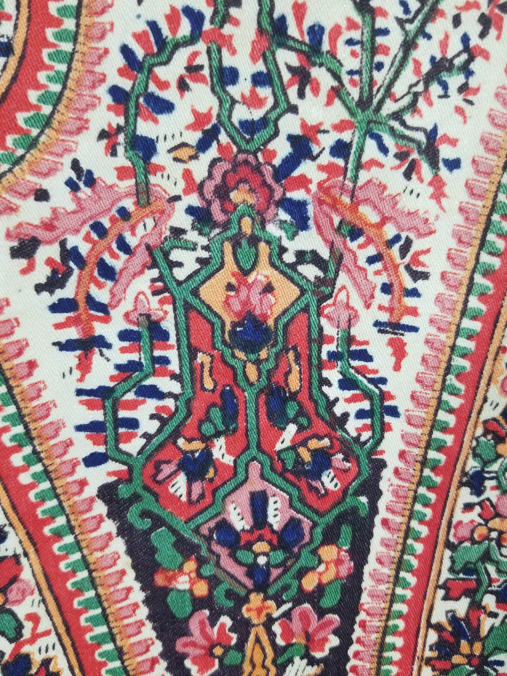 Vintage Traditional Kashmiri Style Printed Paisley Shawl with Fringe 166x153cm