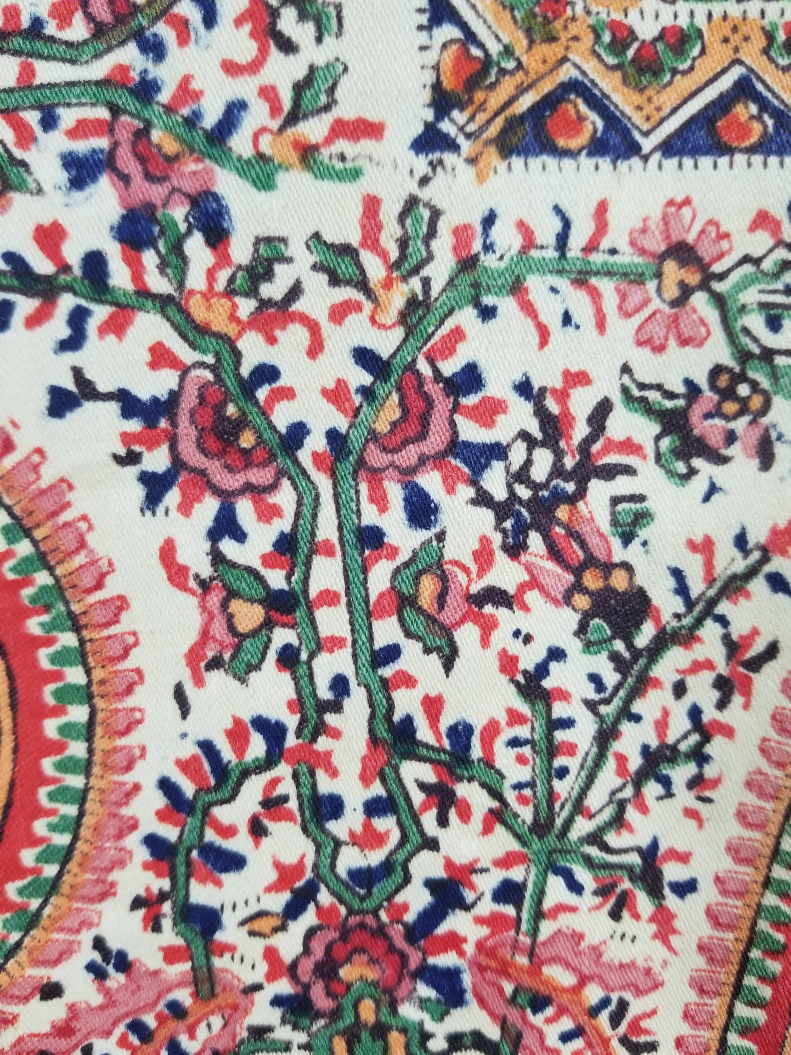 Vintage Traditional Kashmiri Style Printed Paisley Shawl with Fringe 166x153cm