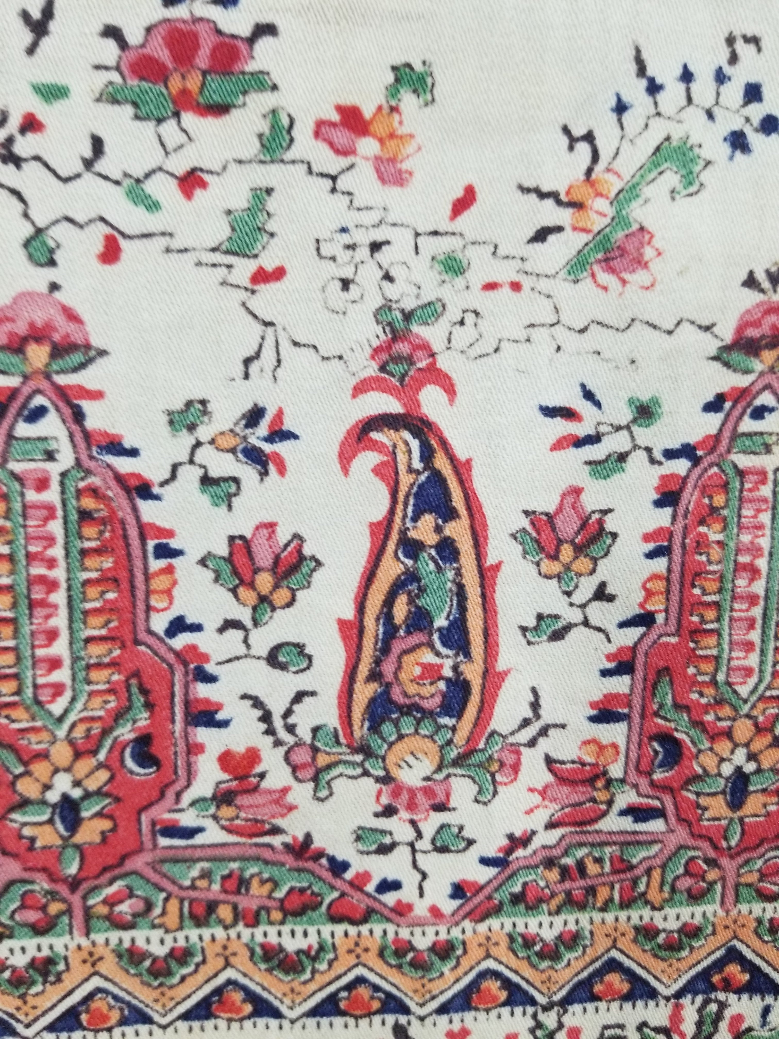 Vintage Traditional Kashmiri Style Printed Paisley Shawl with Fringe 166x153cm