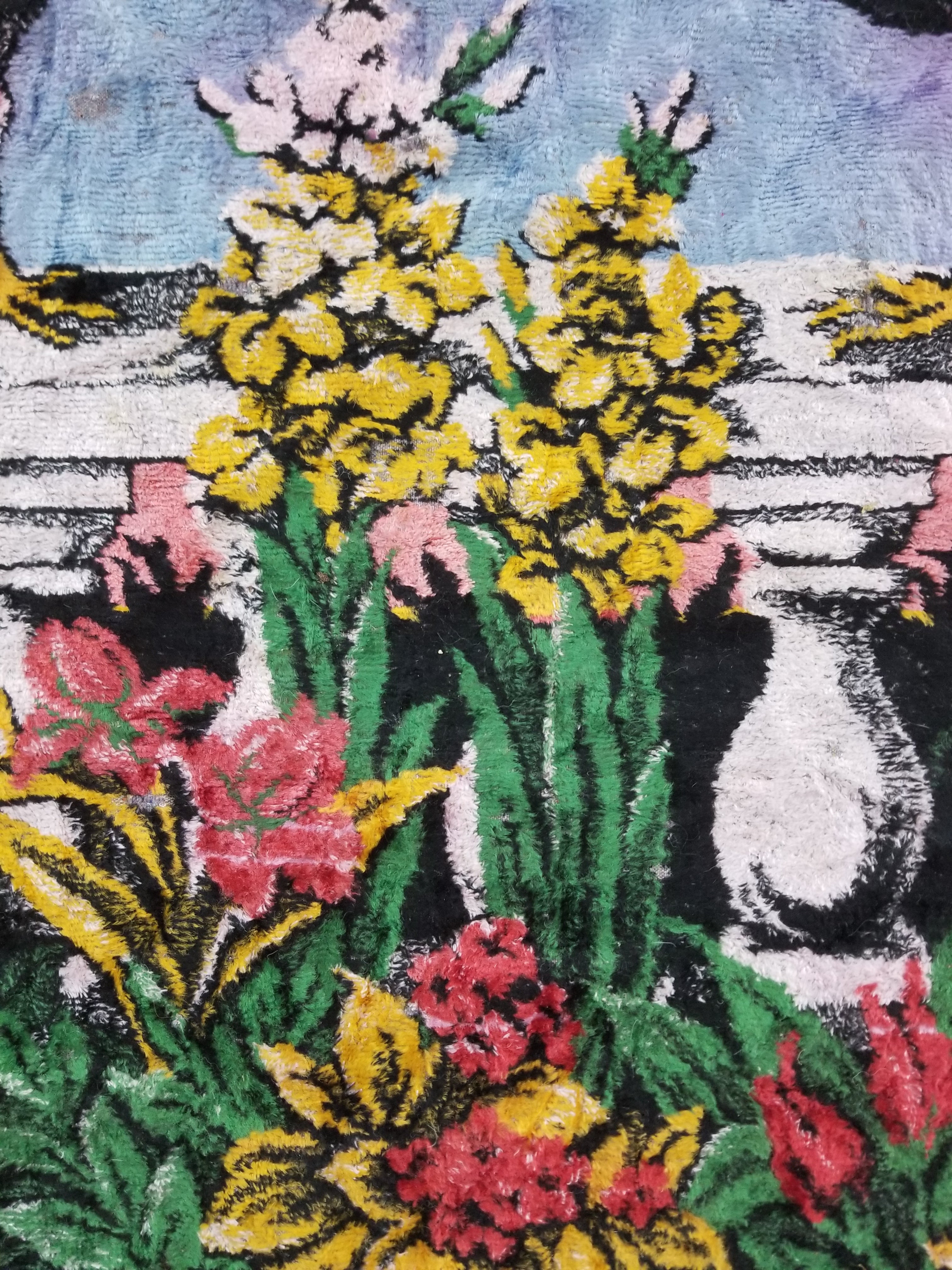 Vintage Turkish Peacock Velvet Wall Hanging Tapestry 166x110cm