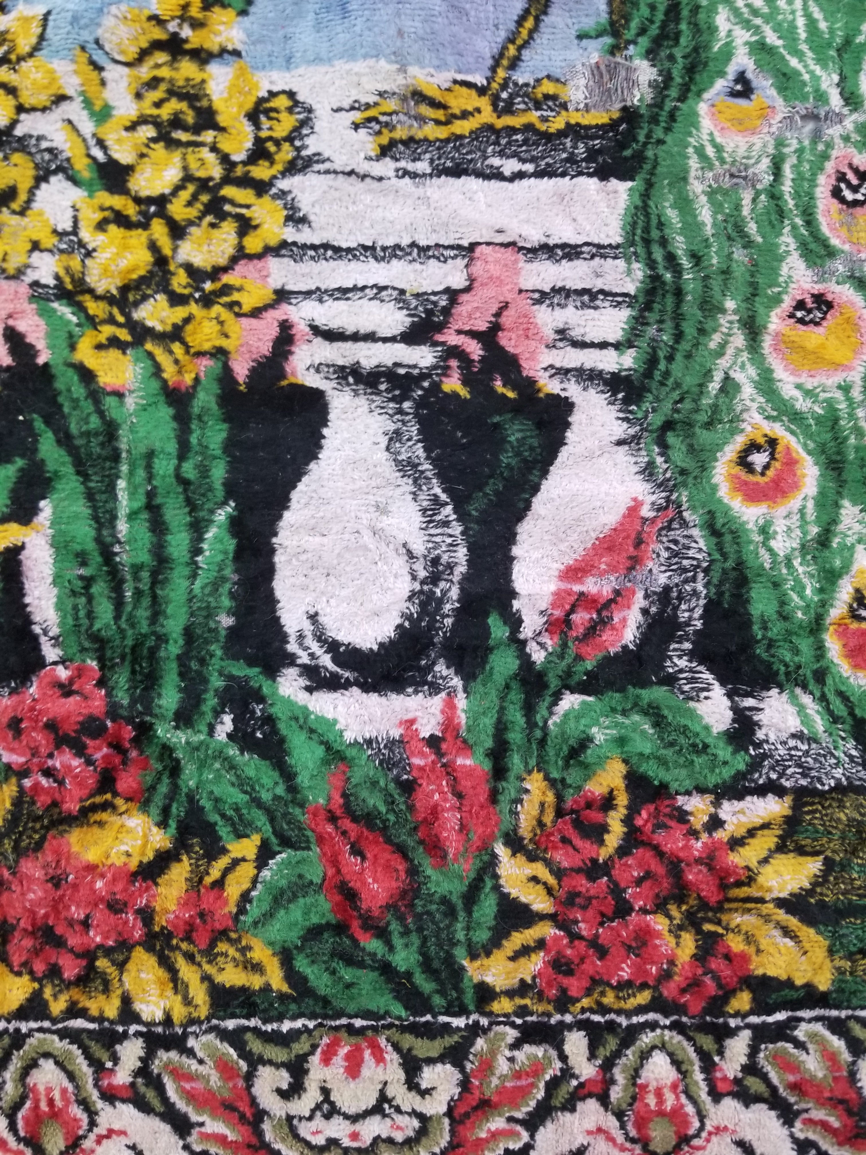 Vintage Turkish Peacock Velvet Wall Hanging Tapestry 166x110cm