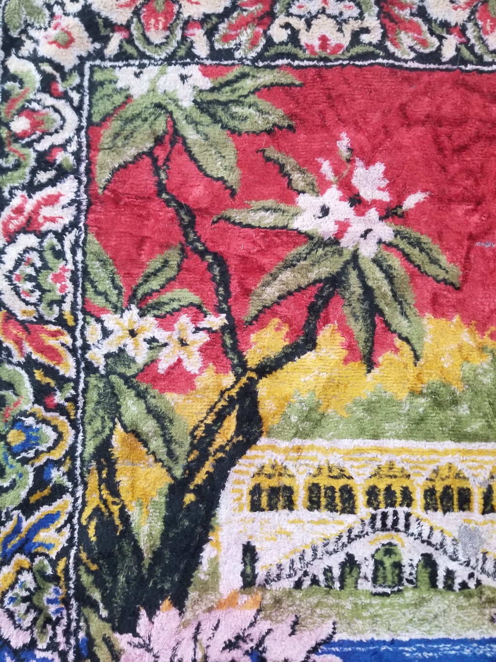 Vintage Turkish Peacock Velvet Wall Hanging Tapestry 166x110cm