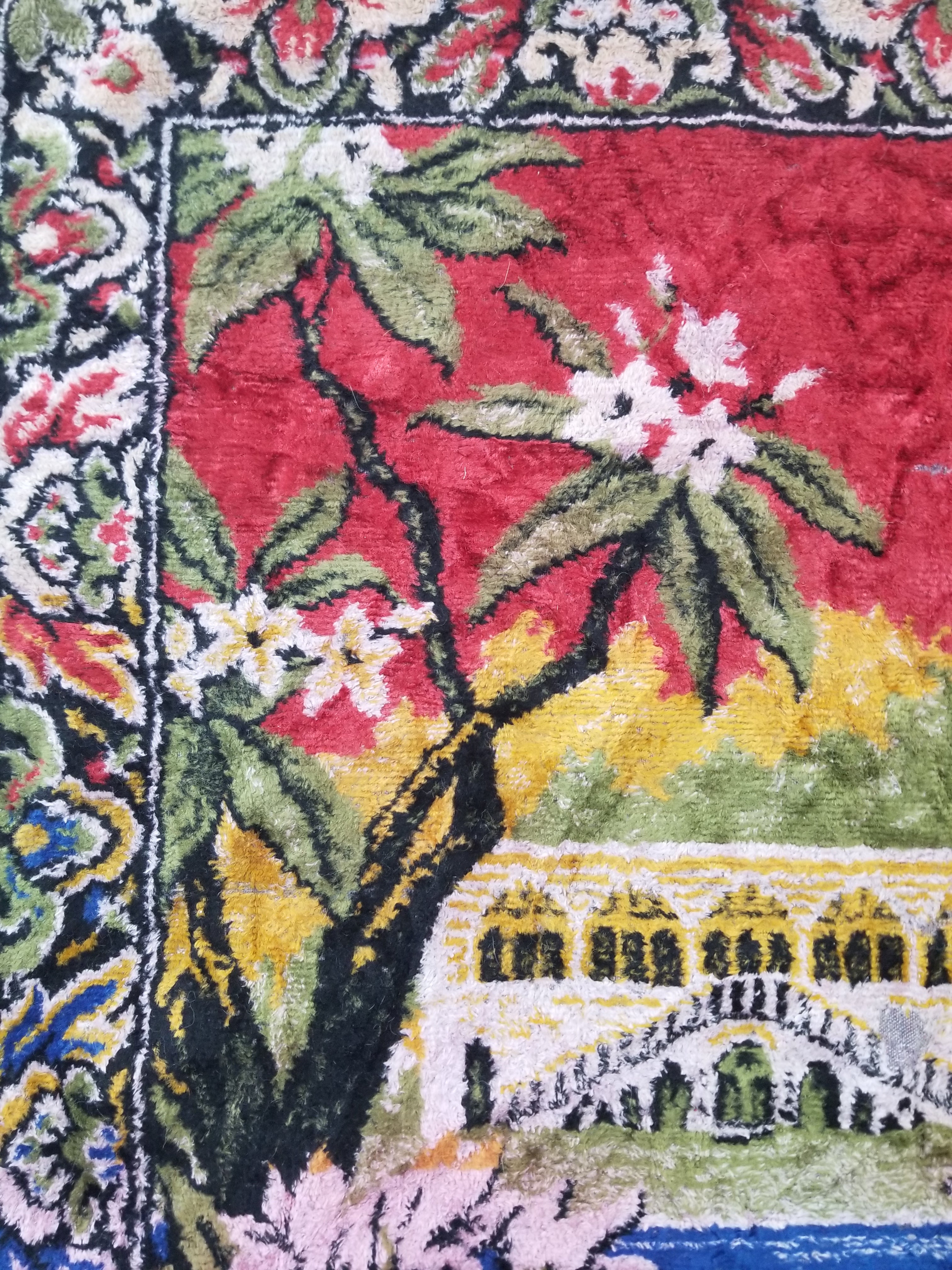 Vintage Turkish Peacock Velvet Wall Hanging Tapestry 166x110cm