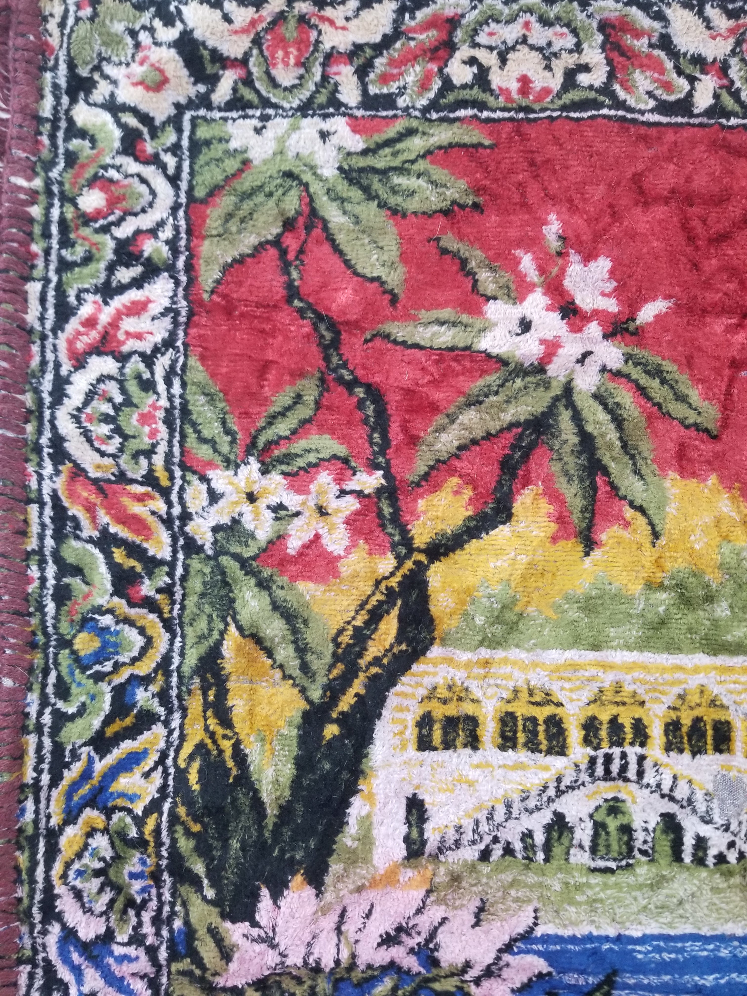 Vintage Turkish Peacock Velvet Wall Hanging Tapestry 166x110cm