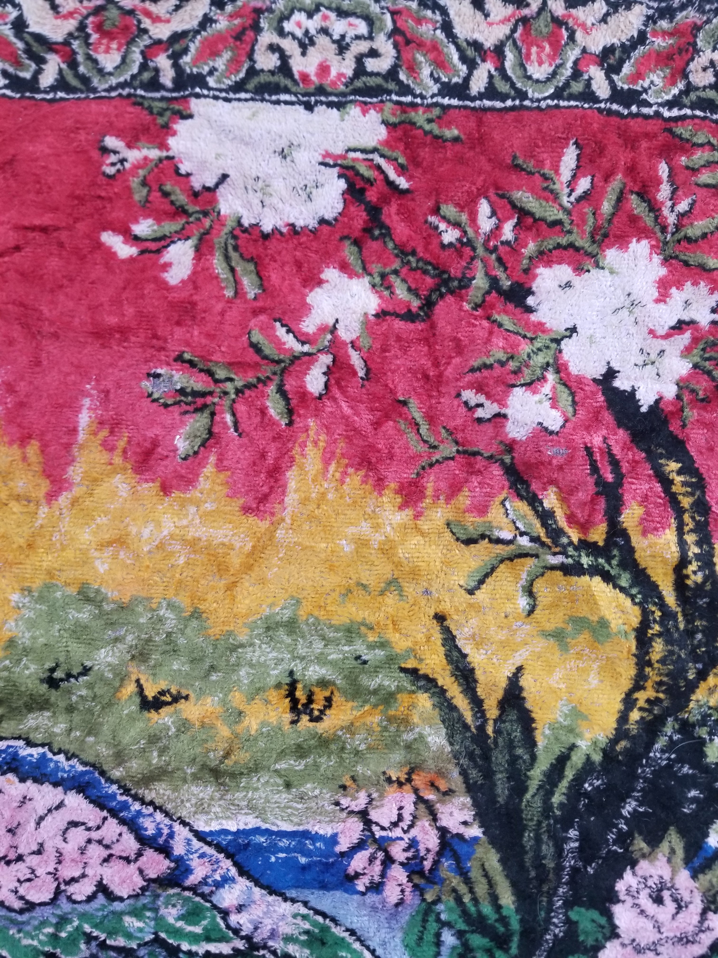 Vintage Turkish Peacock Velvet Wall Hanging Tapestry 166x110cm