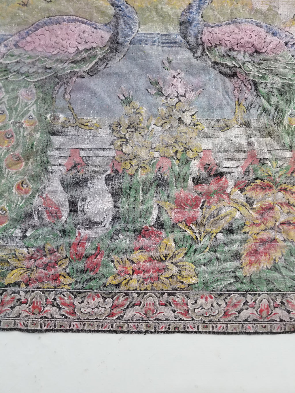 Vintage Turkish Peacock Velvet Wall Hanging Tapestry 166x110cm