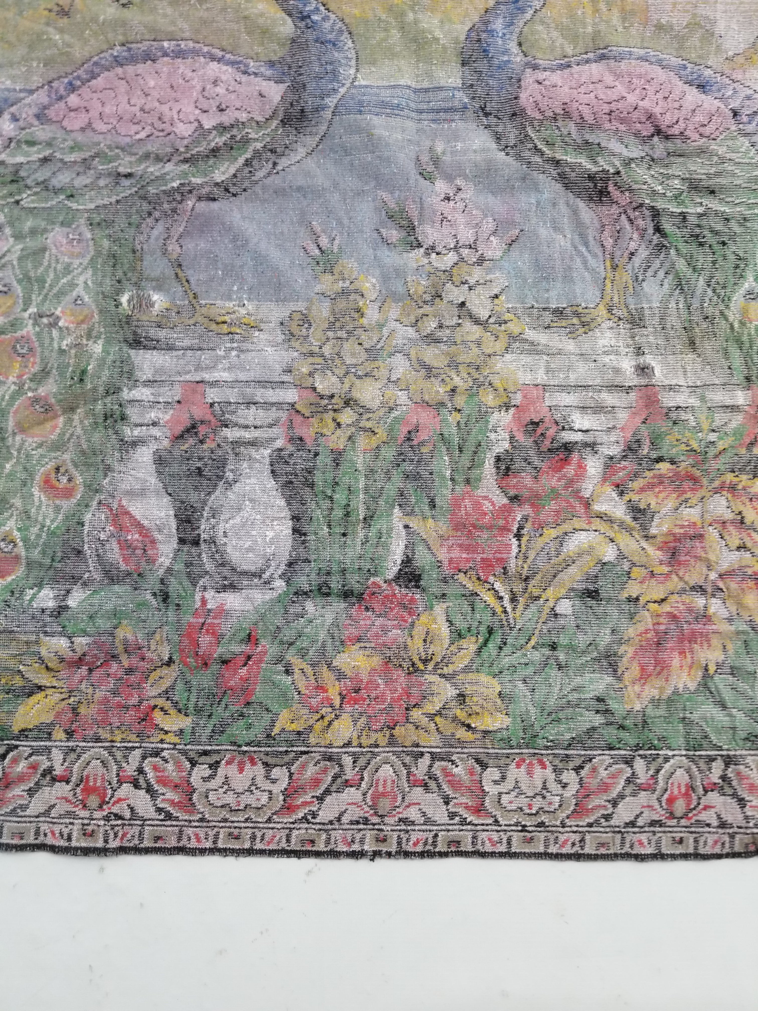 Vintage Turkish Peacock Velvet Wall Hanging Tapestry 166x110cm