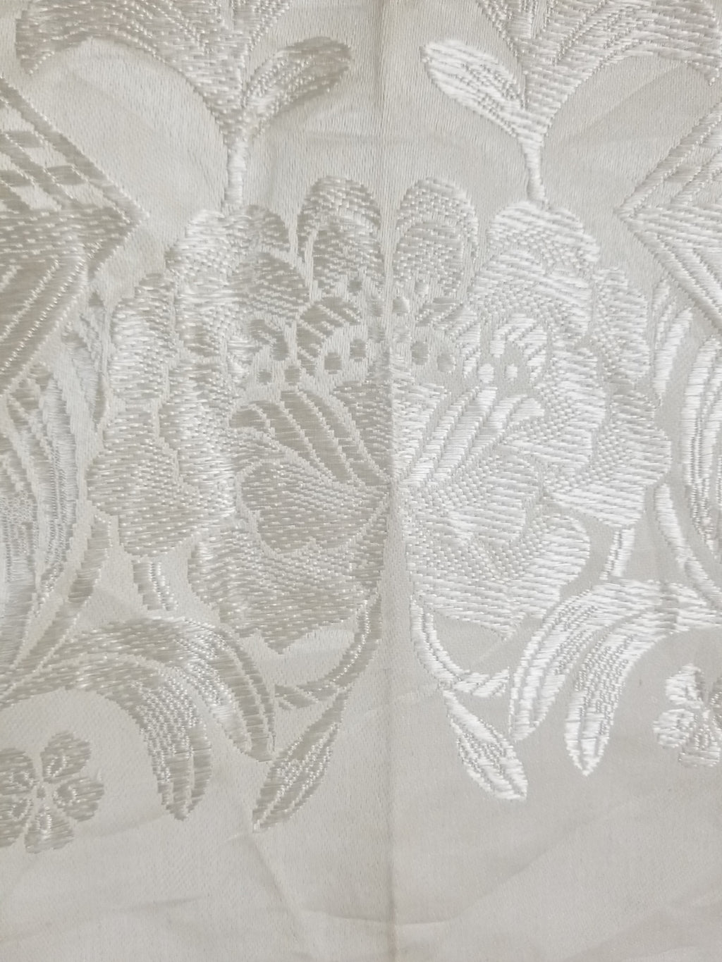 Vintage Off-White Jacquard Taj Mahal Fringed Shawl 86x85cm