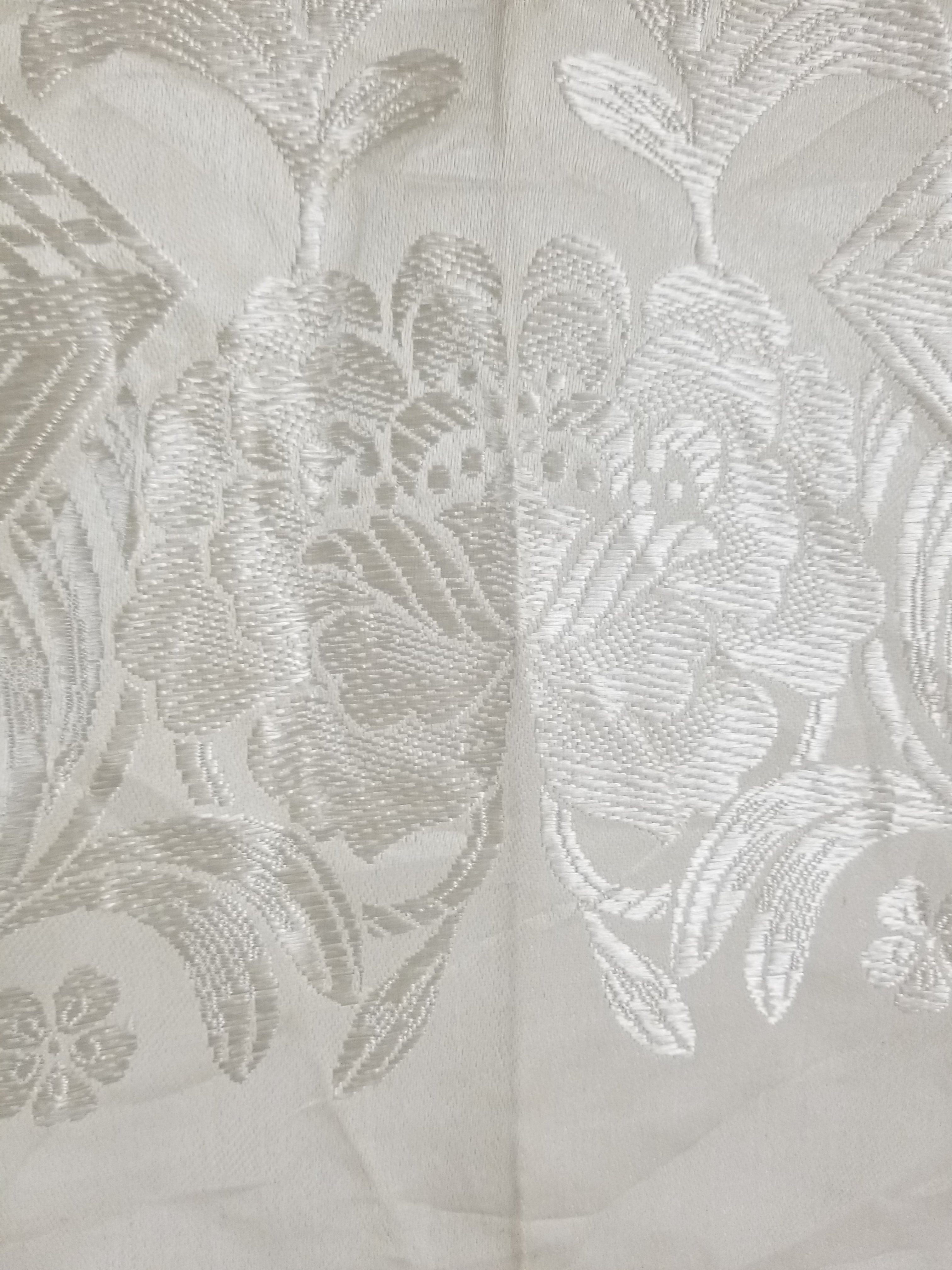 Vintage Off-White Jacquard Taj Mahal Fringed Shawl 86x85cm