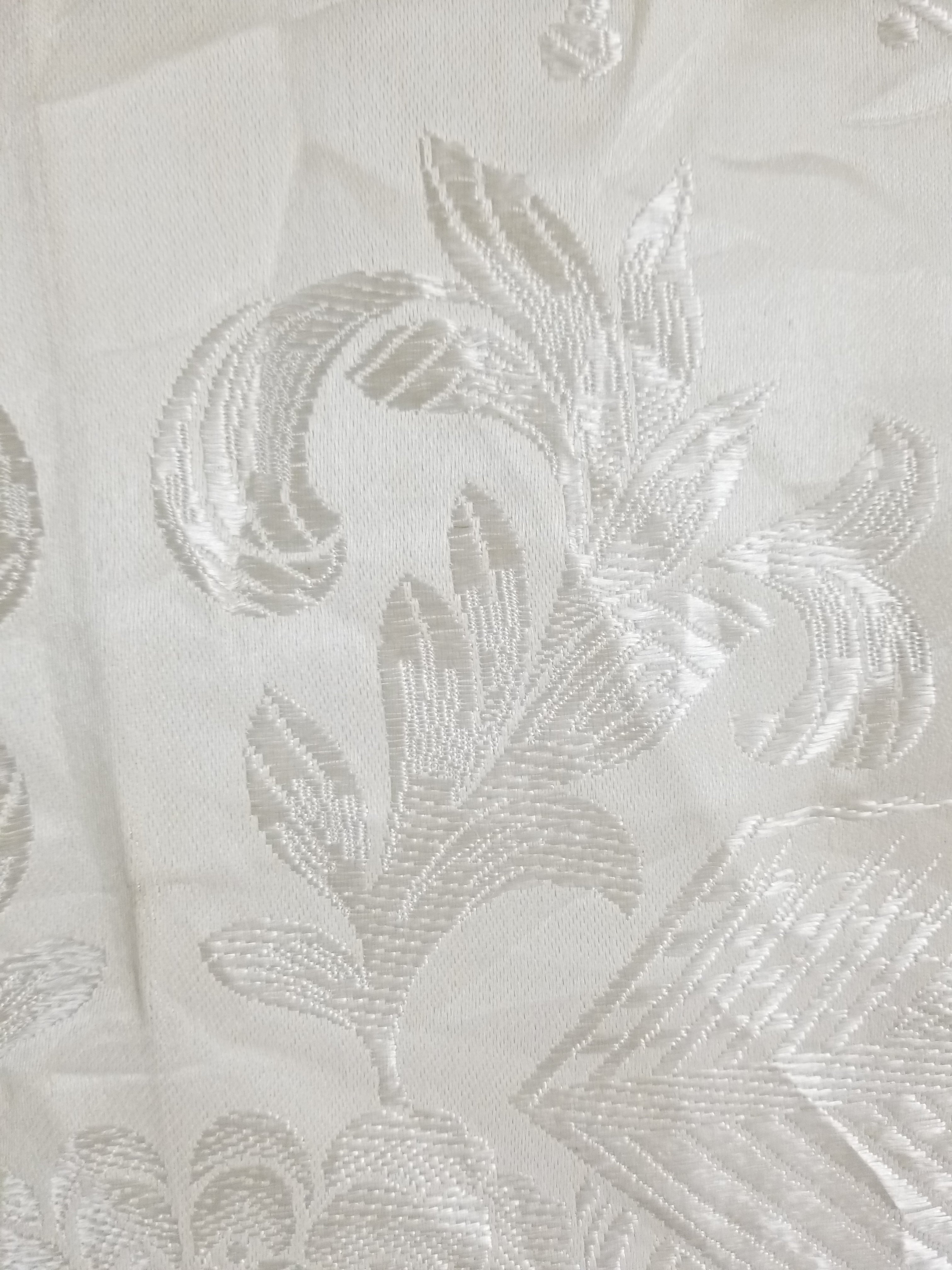 Vintage Off-White Jacquard Taj Mahal Fringed Shawl 86x85cm