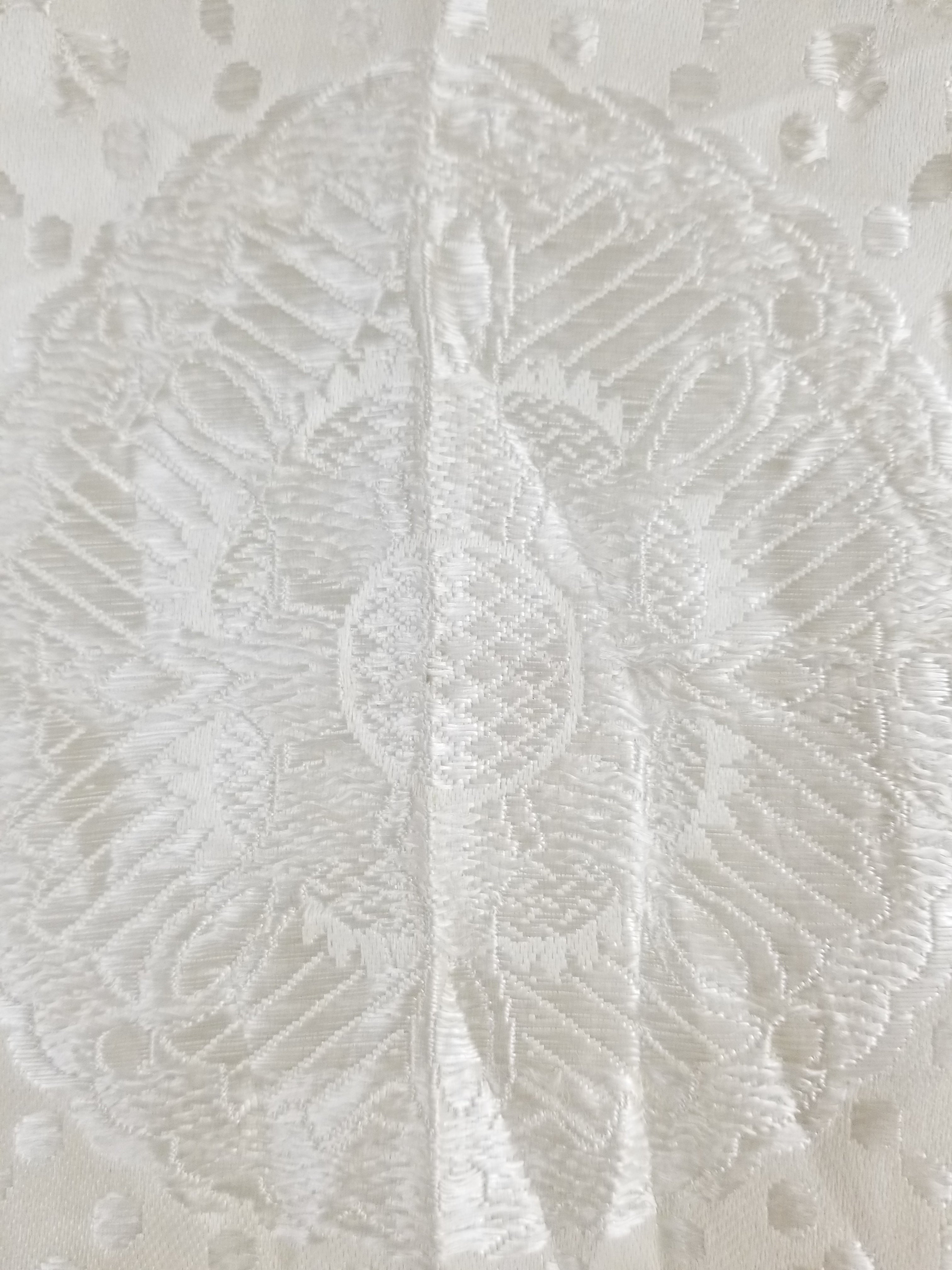 Vintage Off-White Jacquard Taj Mahal Fringed Shawl 86x85cm