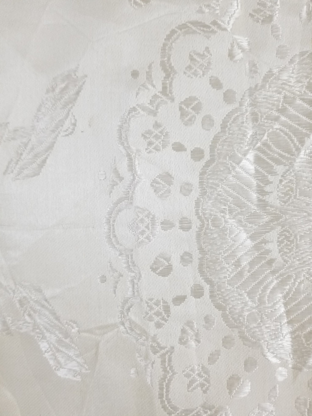 Vintage Off-White Jacquard Taj Mahal Fringed Shawl 86x85cm