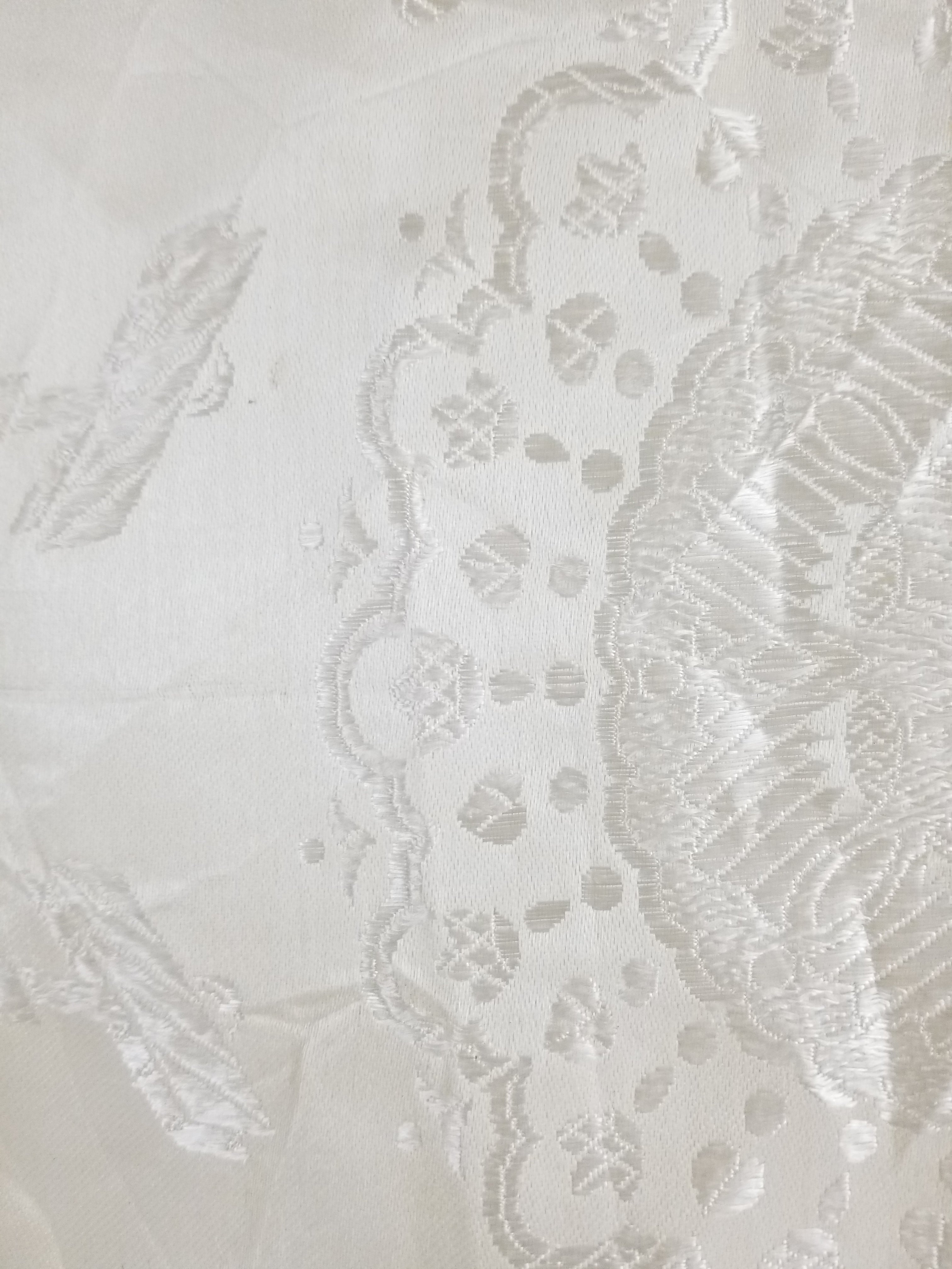 Vintage Off-White Jacquard Taj Mahal Fringed Shawl 86x85cm
