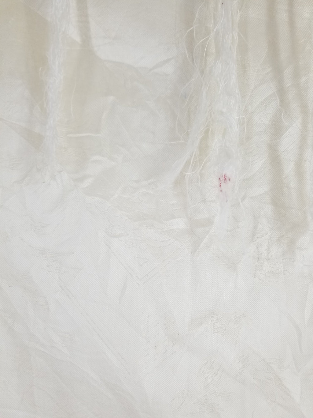 Vintage Off-White Jacquard Taj Mahal Fringed Shawl 86x85cm