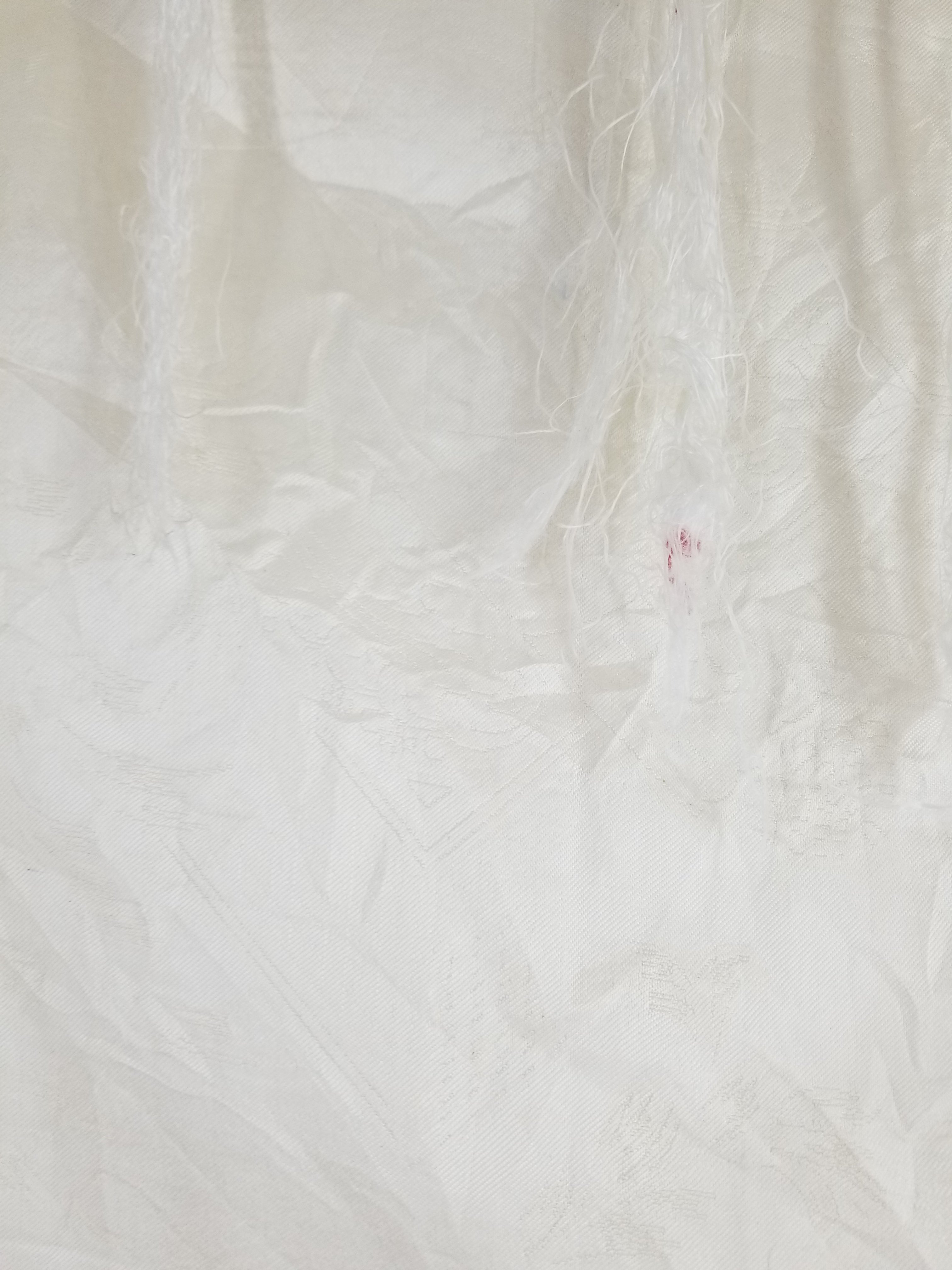 Vintage Off-White Jacquard Taj Mahal Fringed Shawl 86x85cm