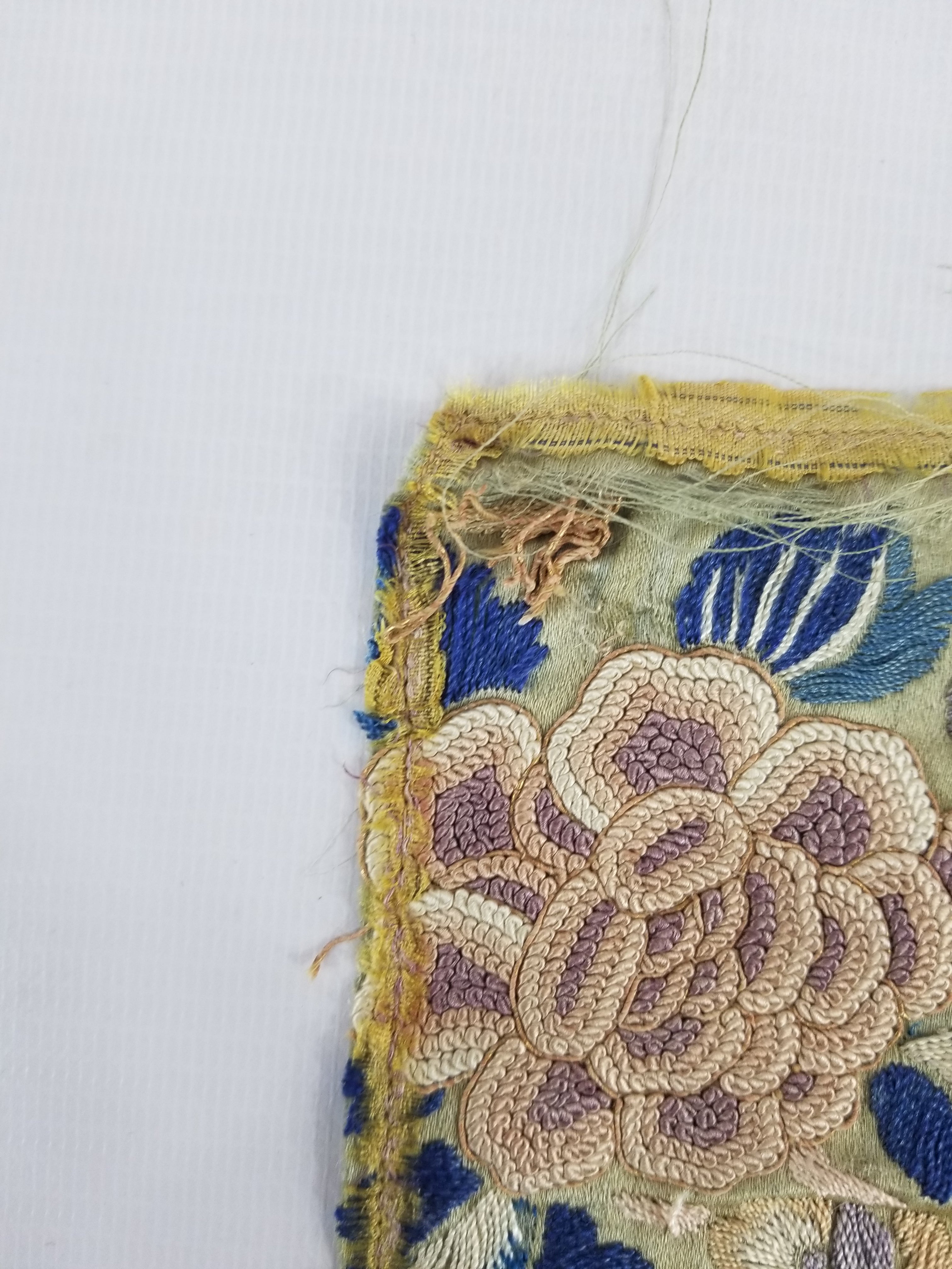 Antique Chinese Qing Dyansty Silk Hand Embroidered Panel 56x19cm