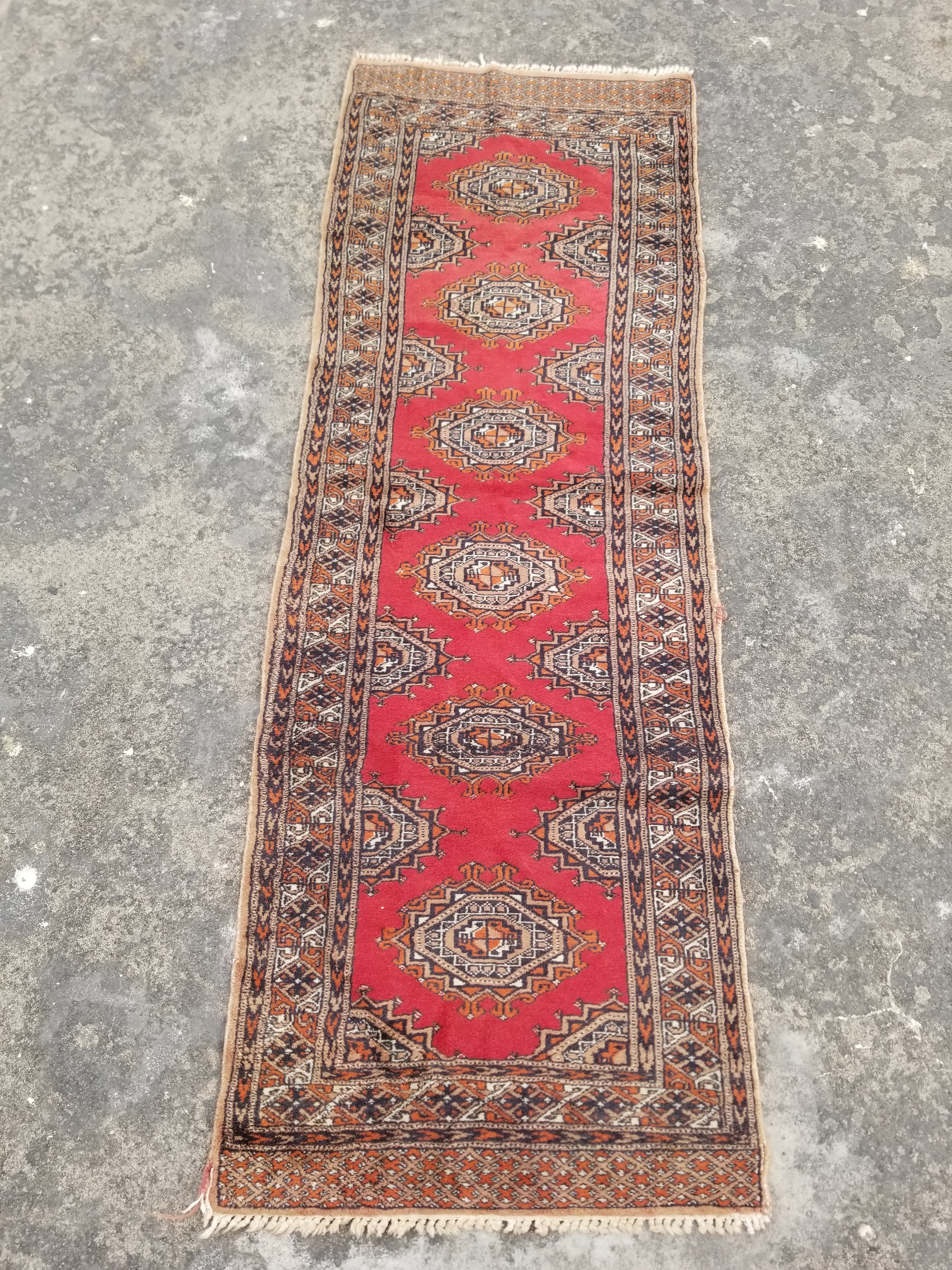 Vintage Traditional Handmade Afghan Wool Multicolor Runner Rug 183x61cm