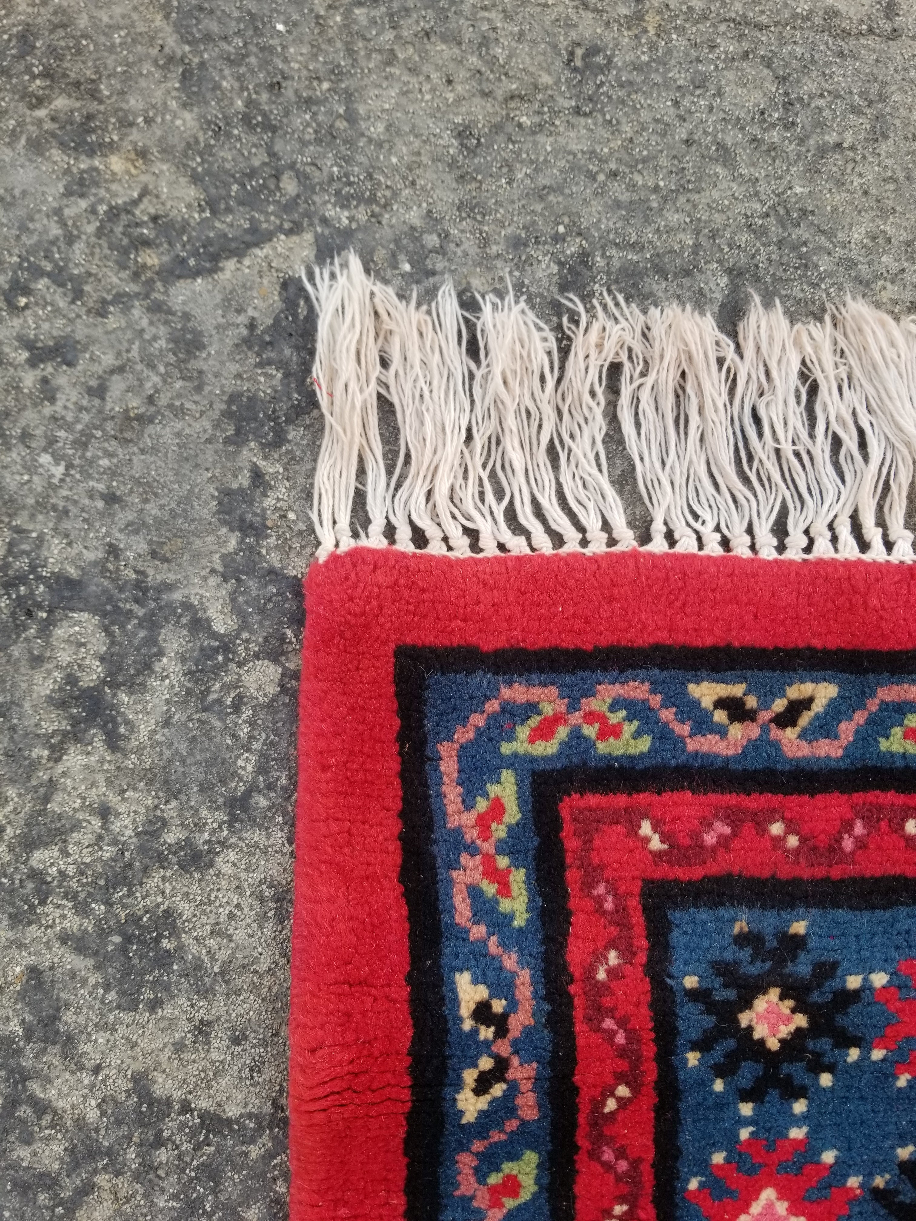 Vintage Traditional Handmade Tunisian Wool Multicolor Runner Rug 286x68cm