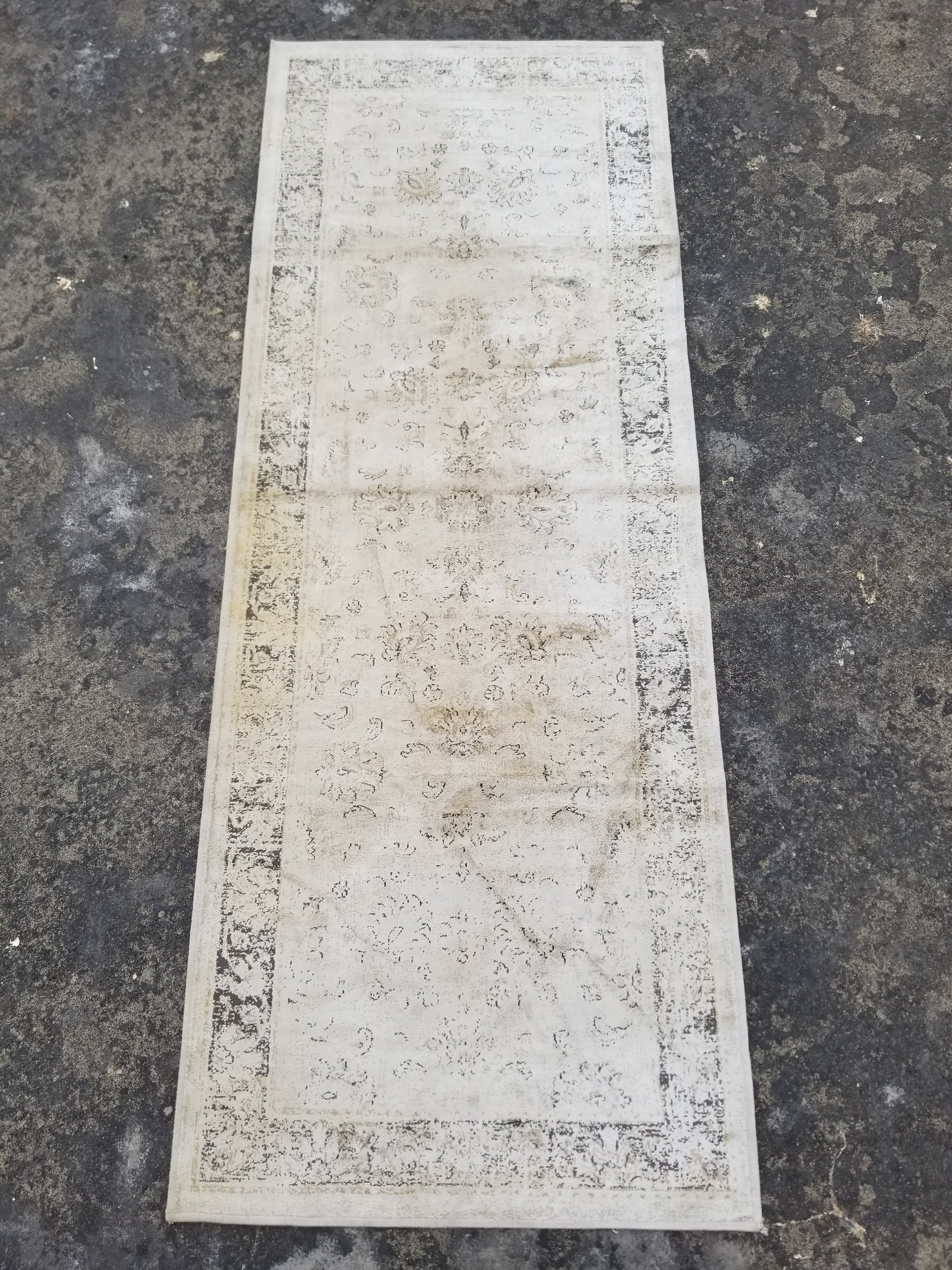 Distressed Vintage Traditional Handmade Oriental Wool Runner Rug 177x64cm