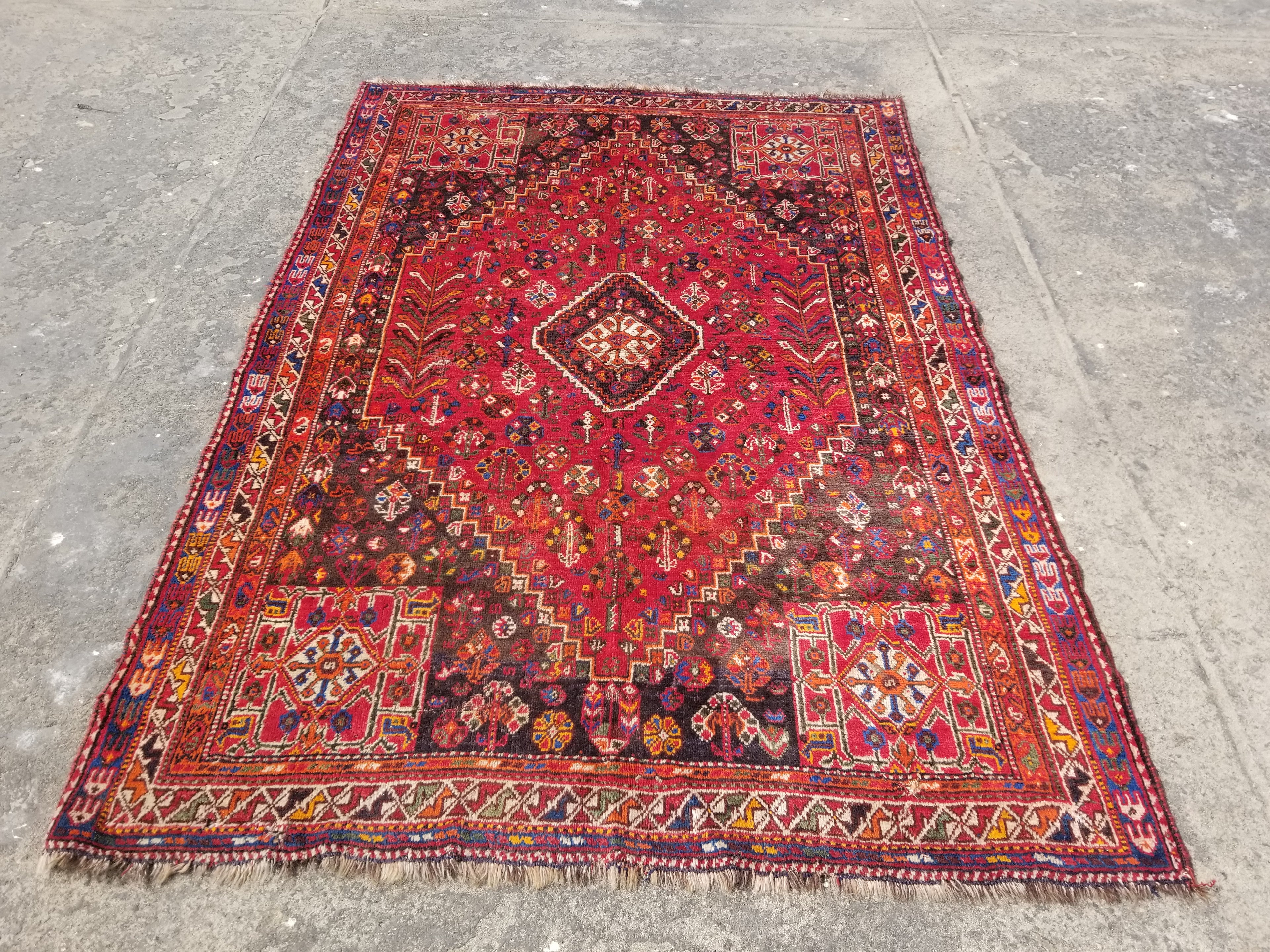 Vintage Traditional Handmade Abadeh Wool Multicolor Rug 251x170cm