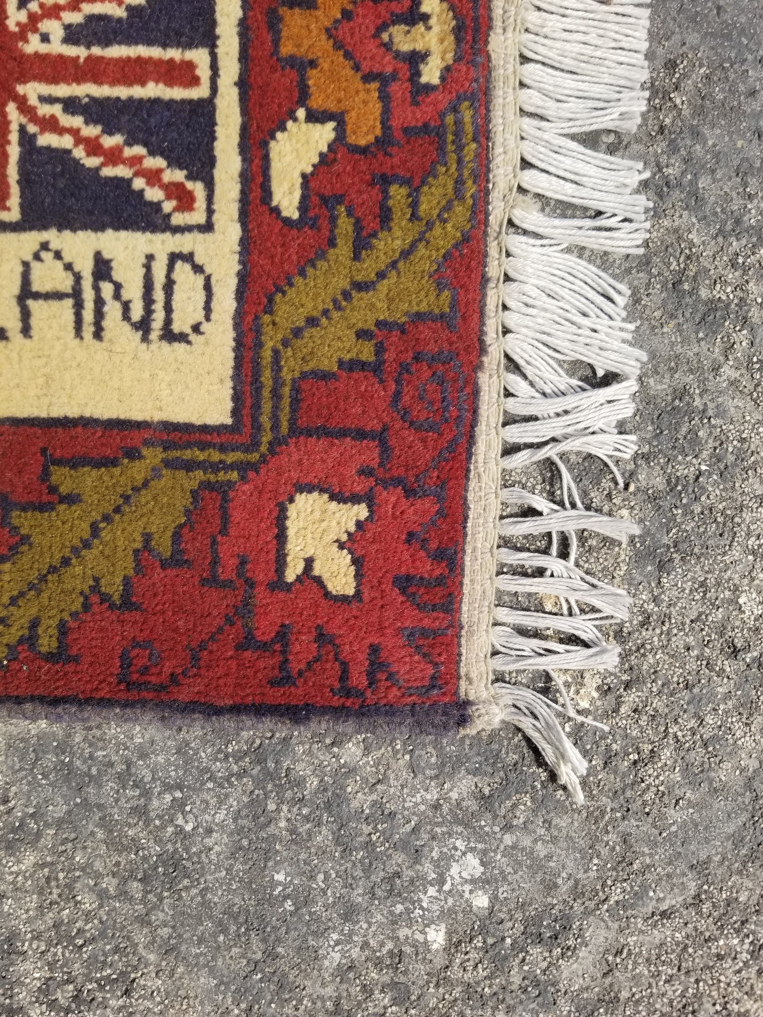 Vintage Traditional Handmade Afghan Map Wool Multicolor Rug 99x71cm