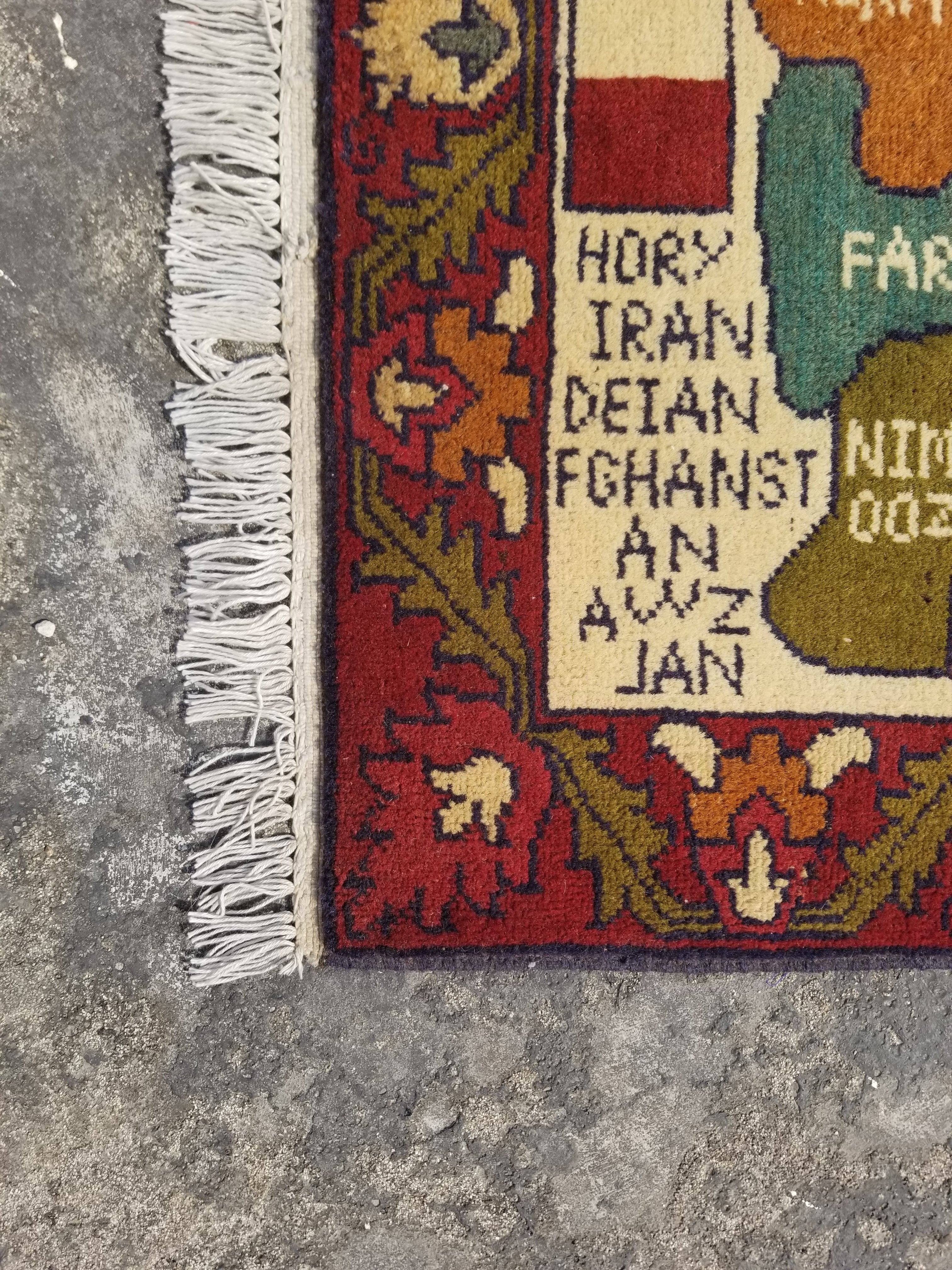 Vintage Traditional Handmade Afghan Map Wool Multicolor Rug 99x71cm
