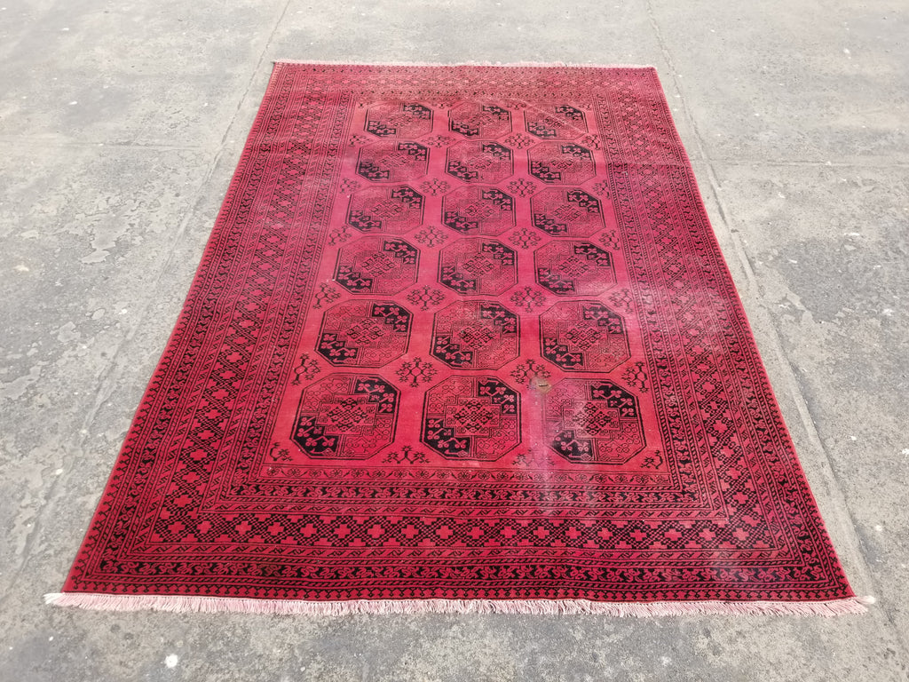 Antique Traditional Handmade Turkoman Tekke Wool Multicolor Rug 289x195cm