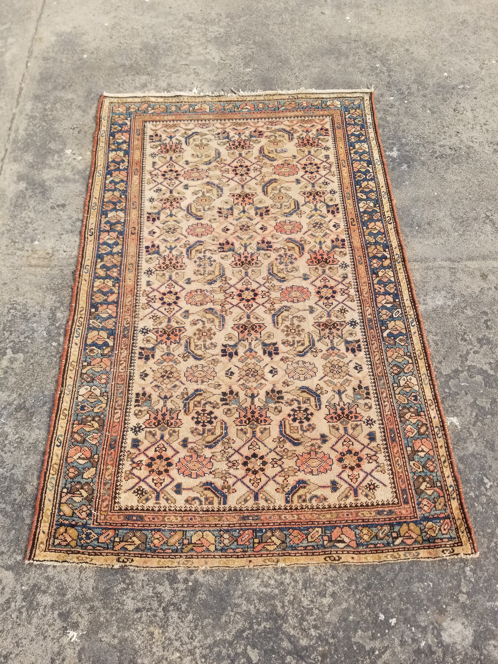 Distressed Antique Traditional Handmade Oriental Wool Multicolor Rug 175x109cm